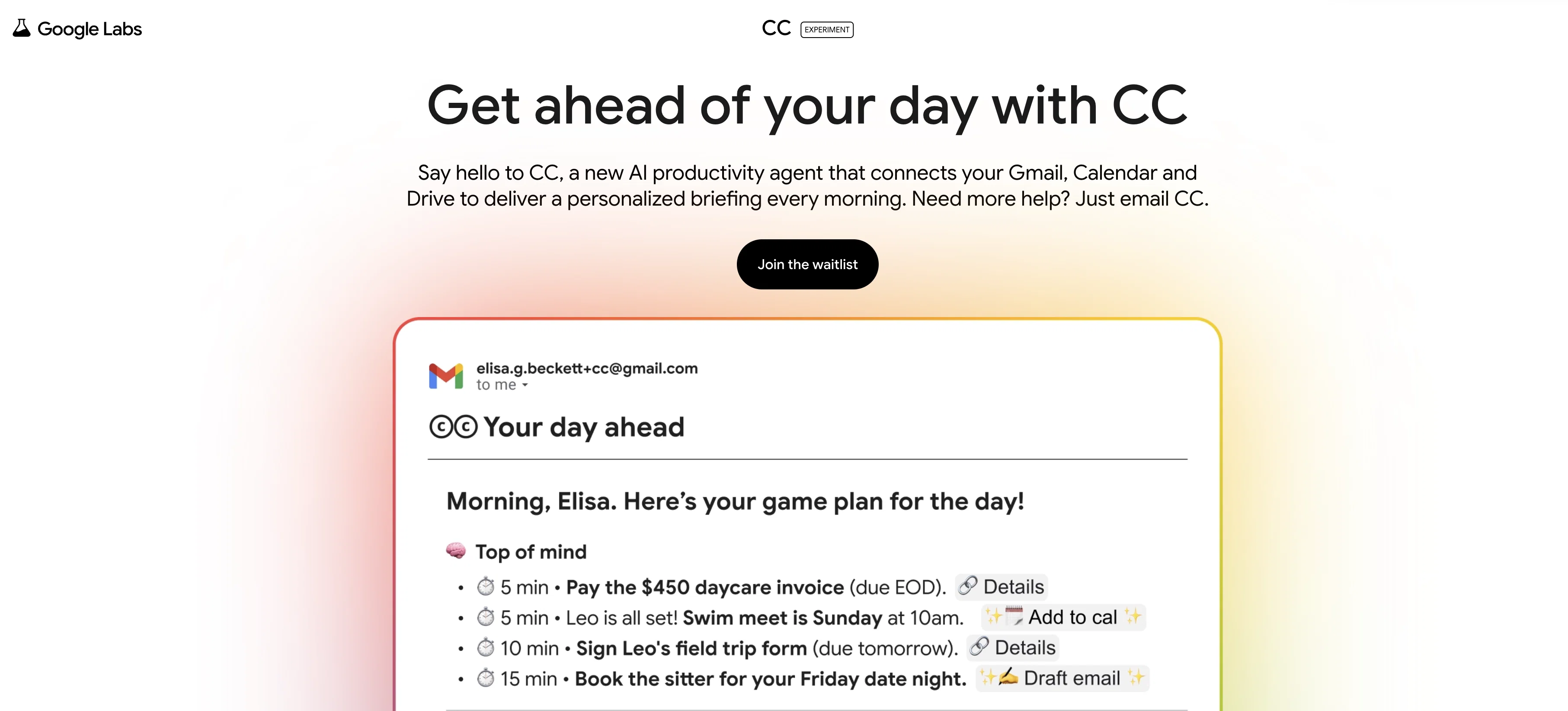 Google CC website
