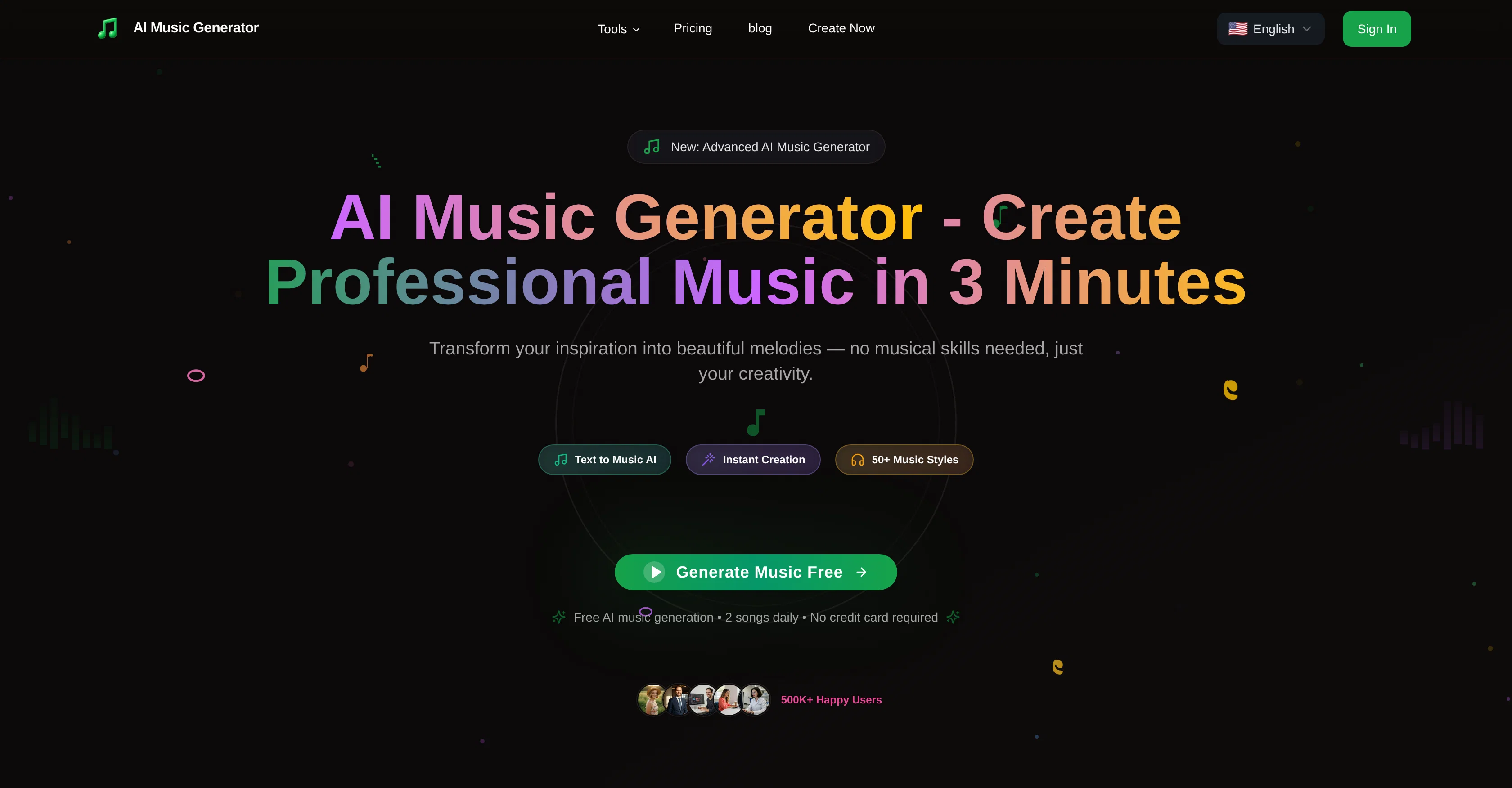 MusicGeneratorAI website