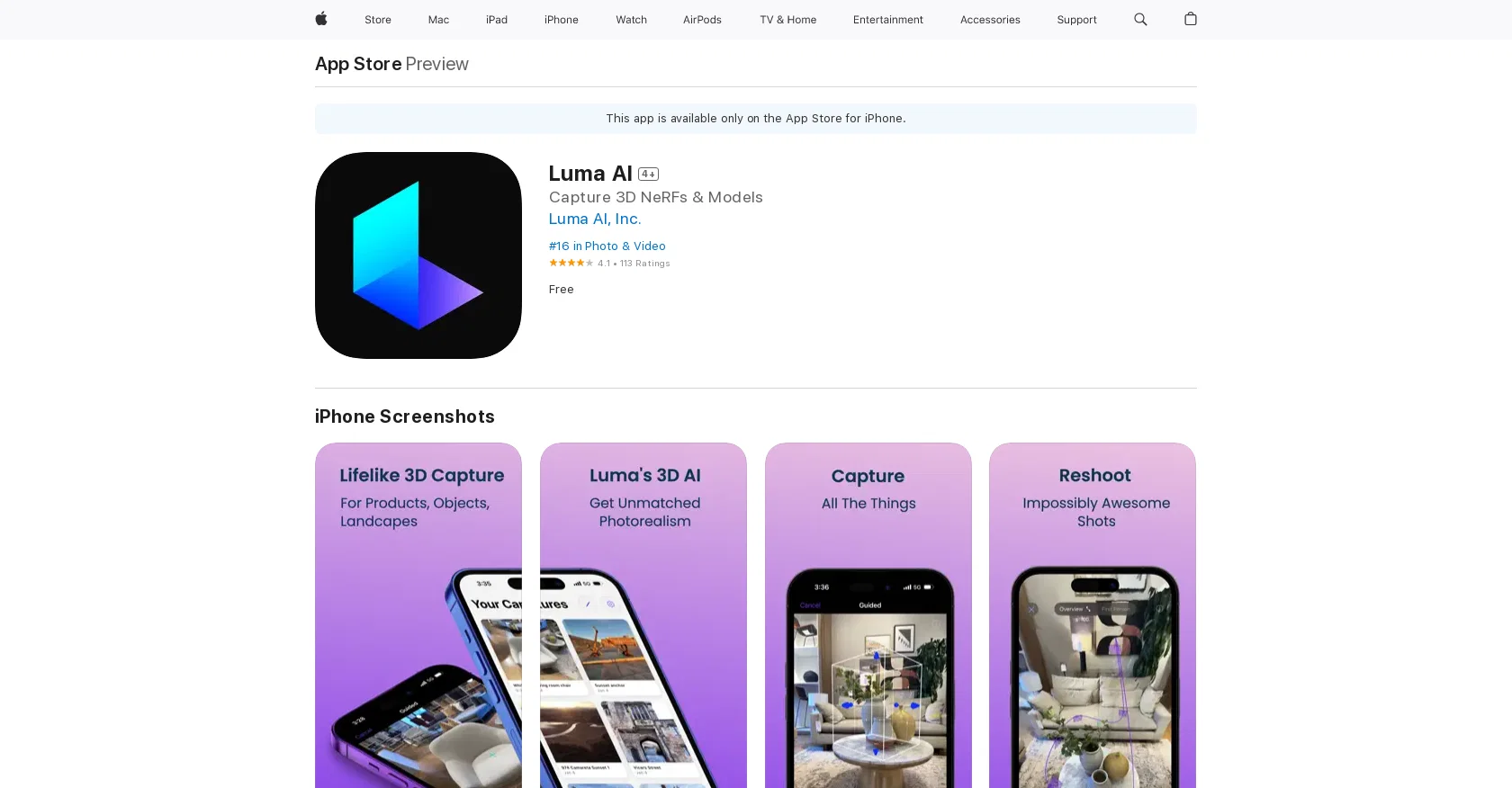 Luma AI website