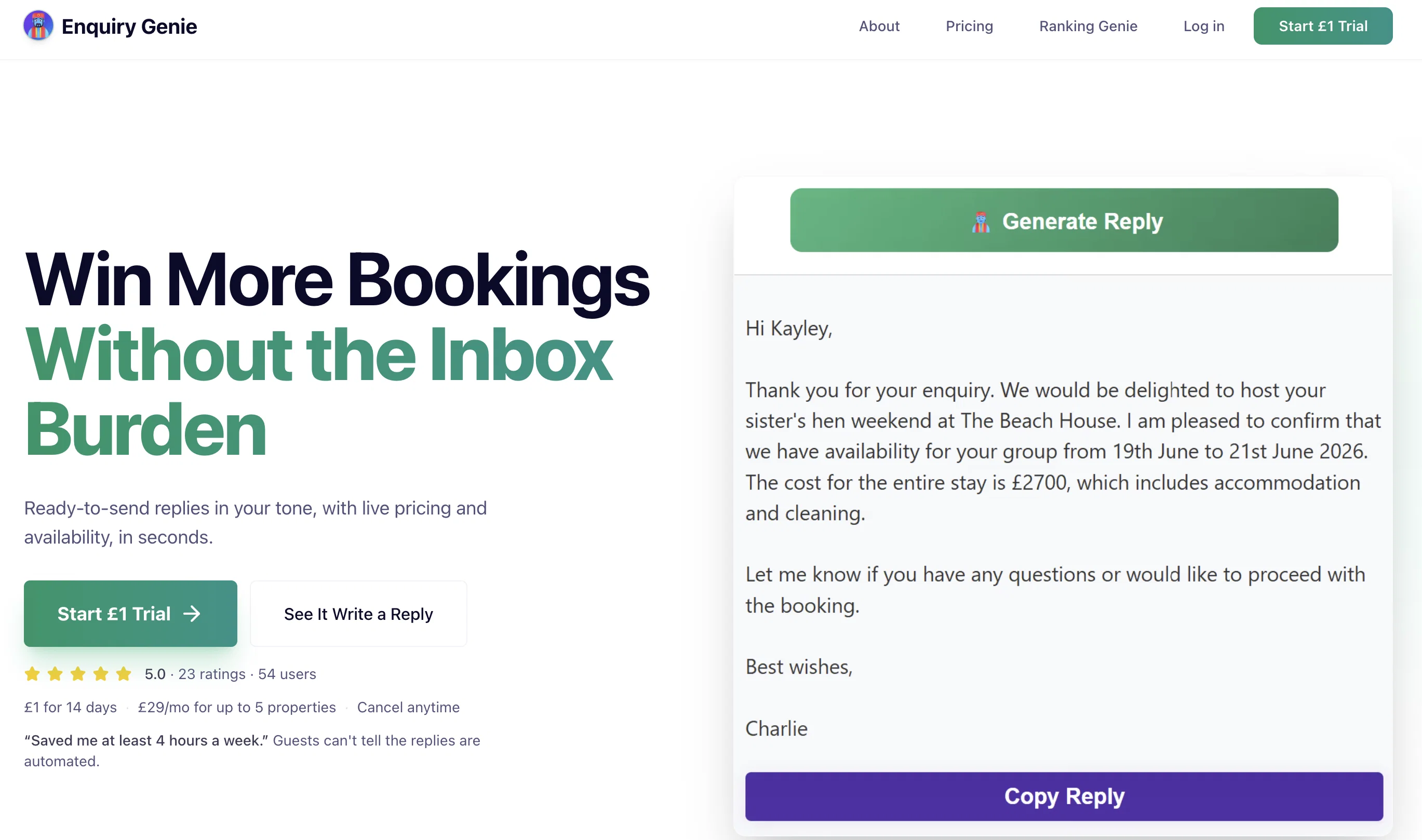Enquiry Genie website