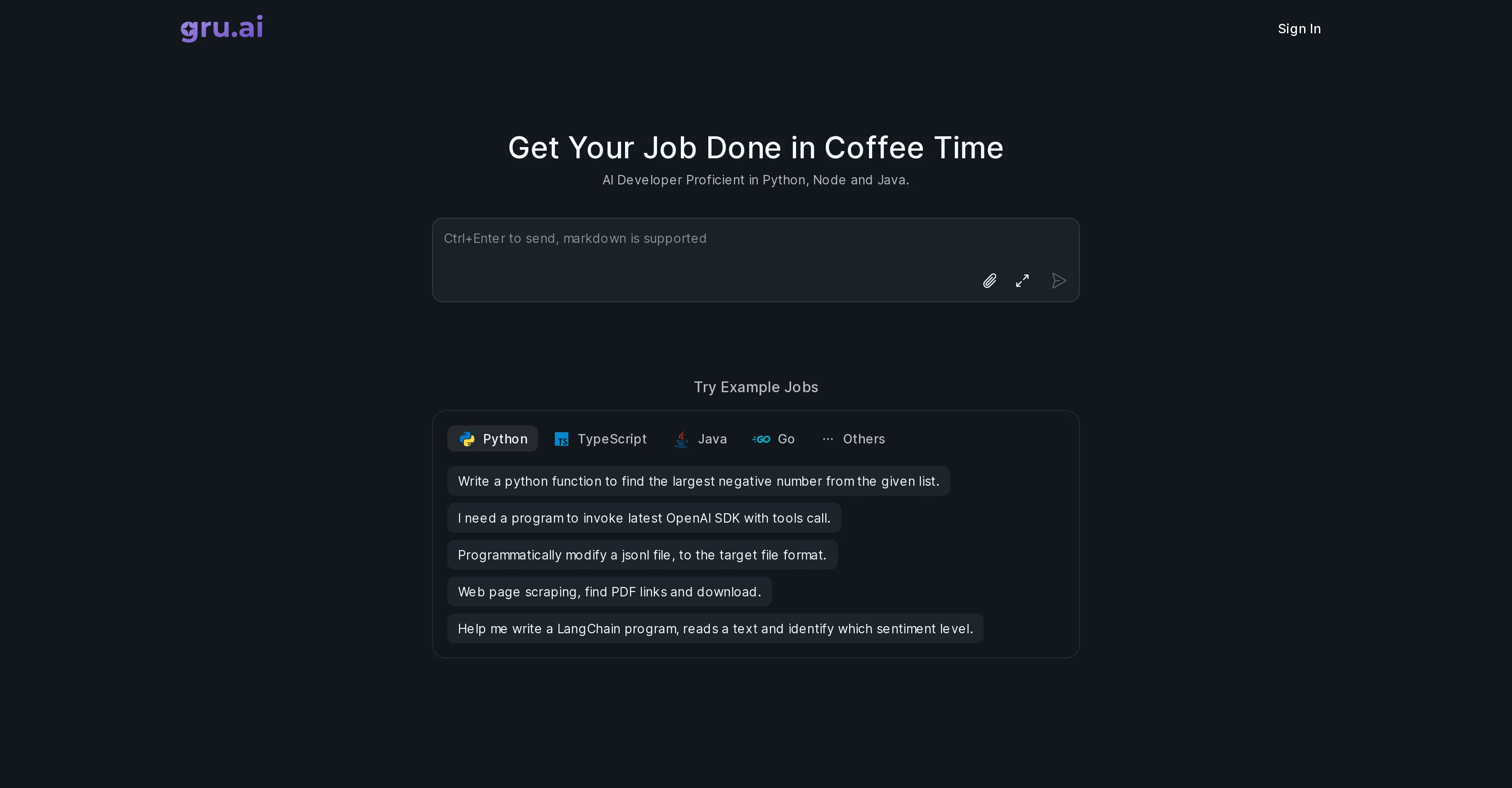 Gru AI website