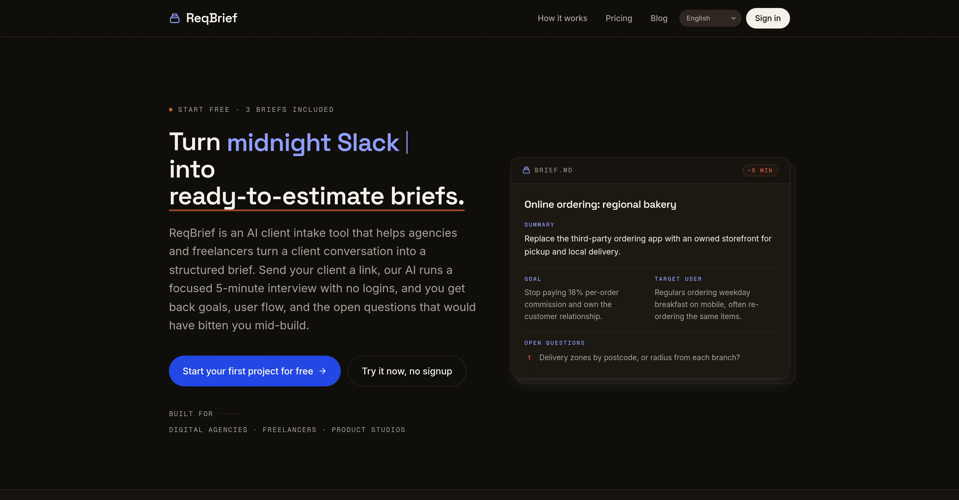 ReqBrief website