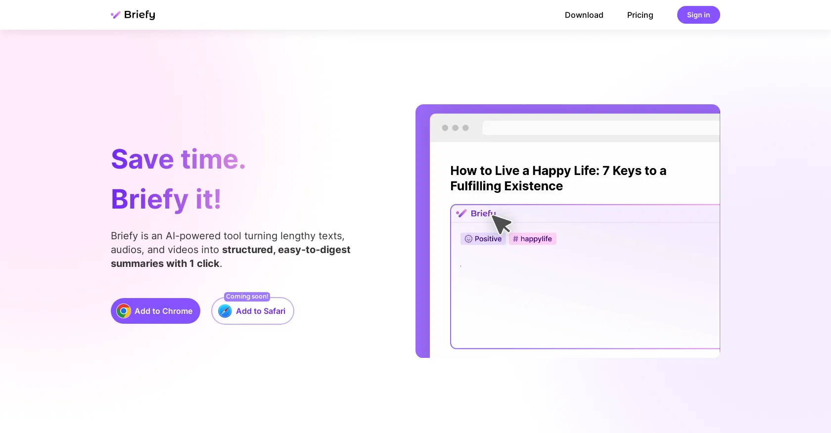 BriefyAI website