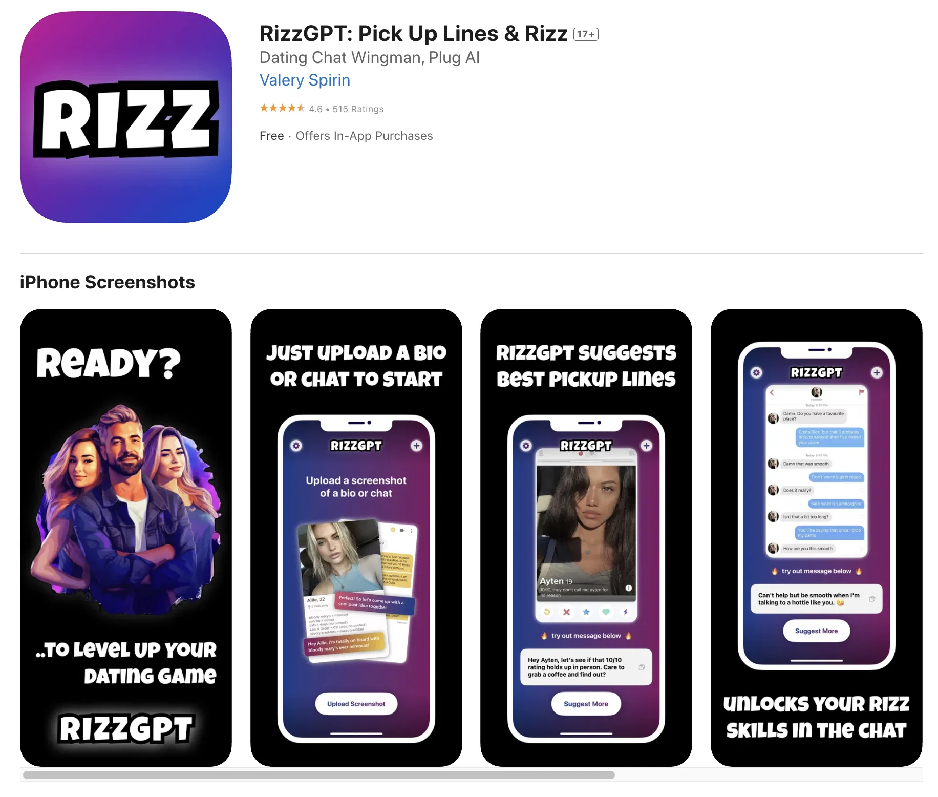 RizzGPT: Pick Up Lines & Rizz website