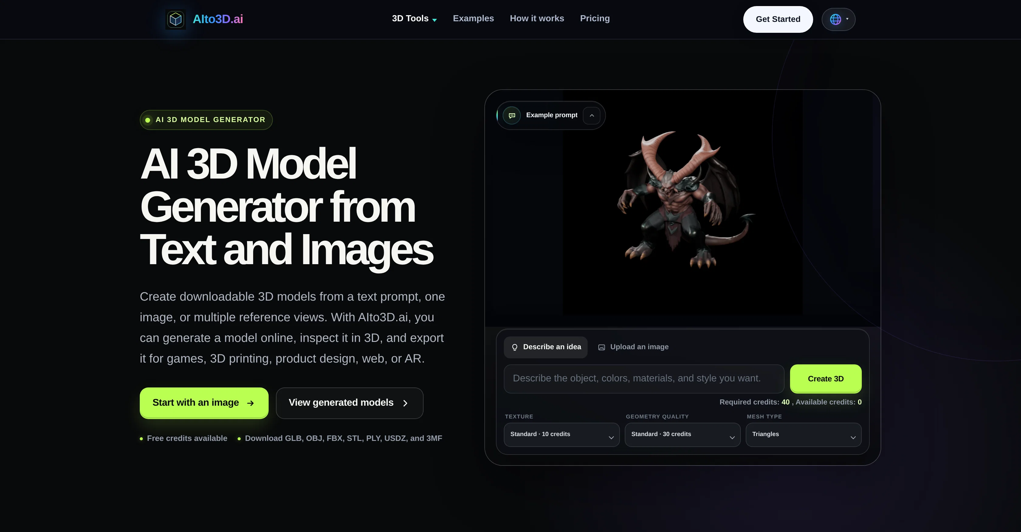 AIto3D.ai website