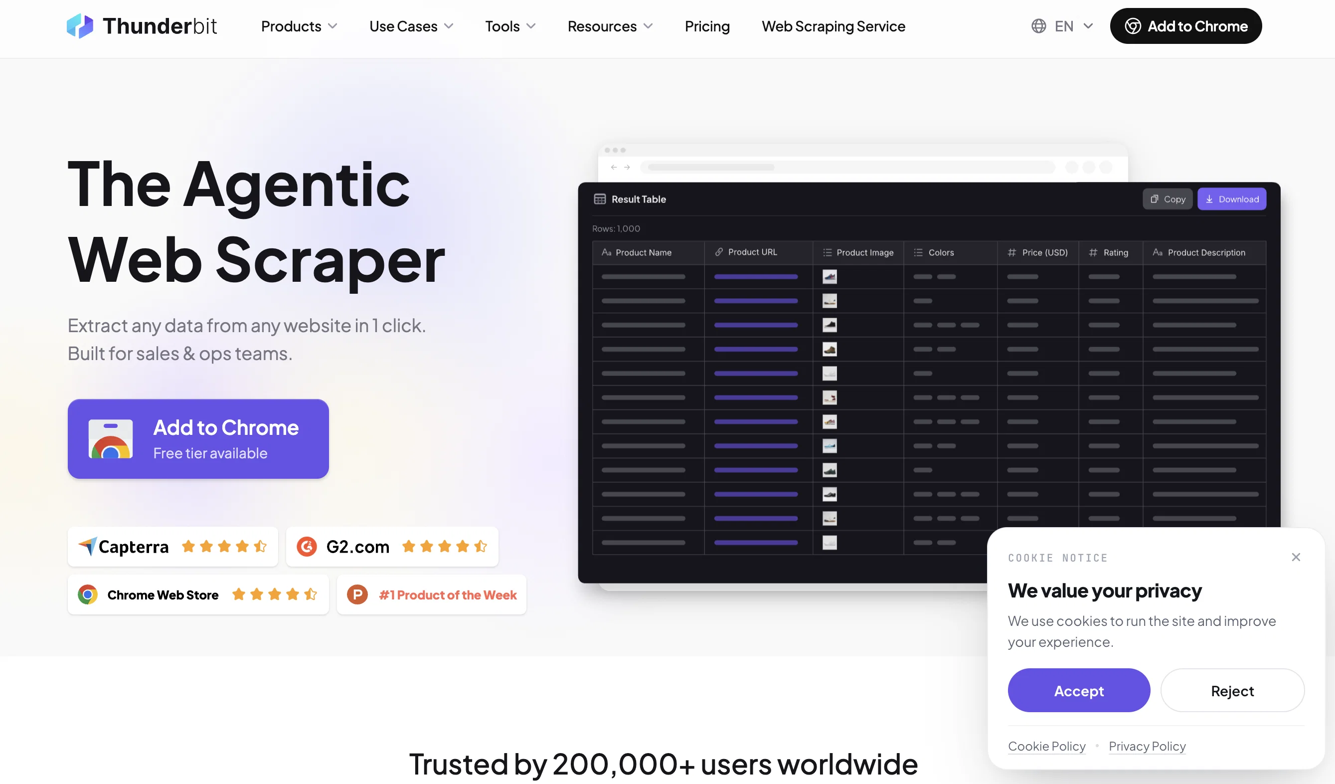 Thunderbit website