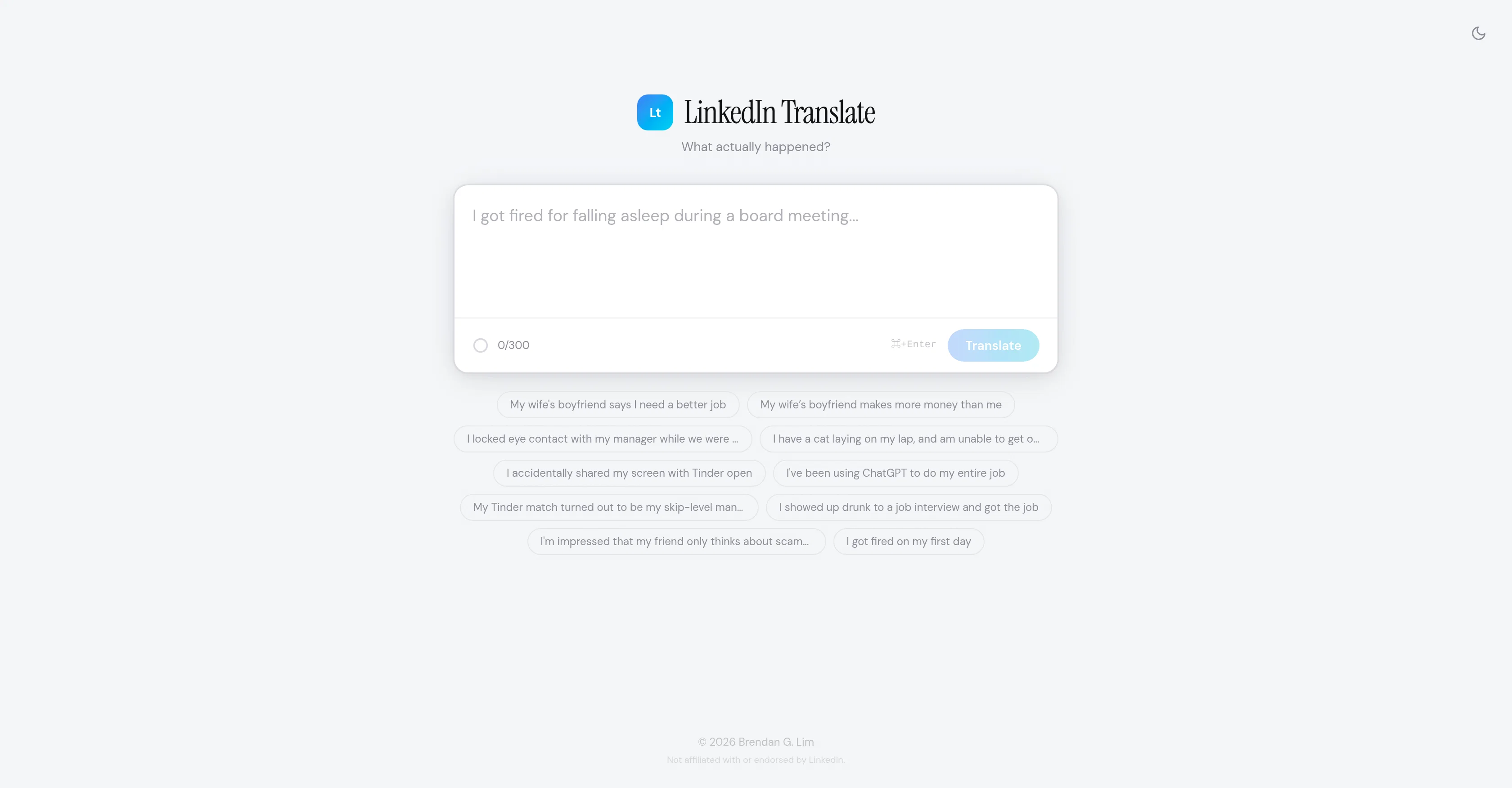 LinkedIn Translate website