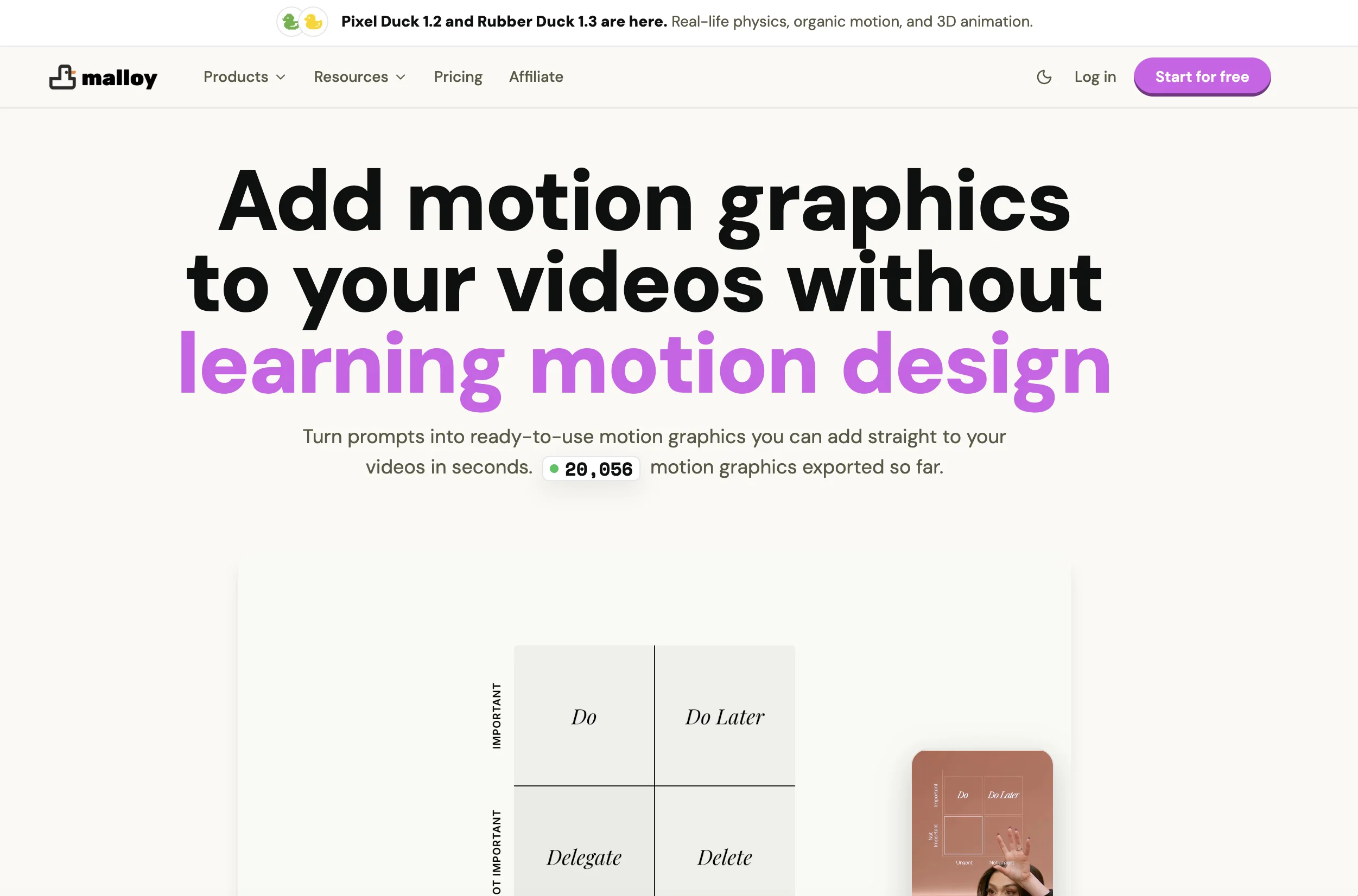 Malloy Studio - AI Motion Designer website