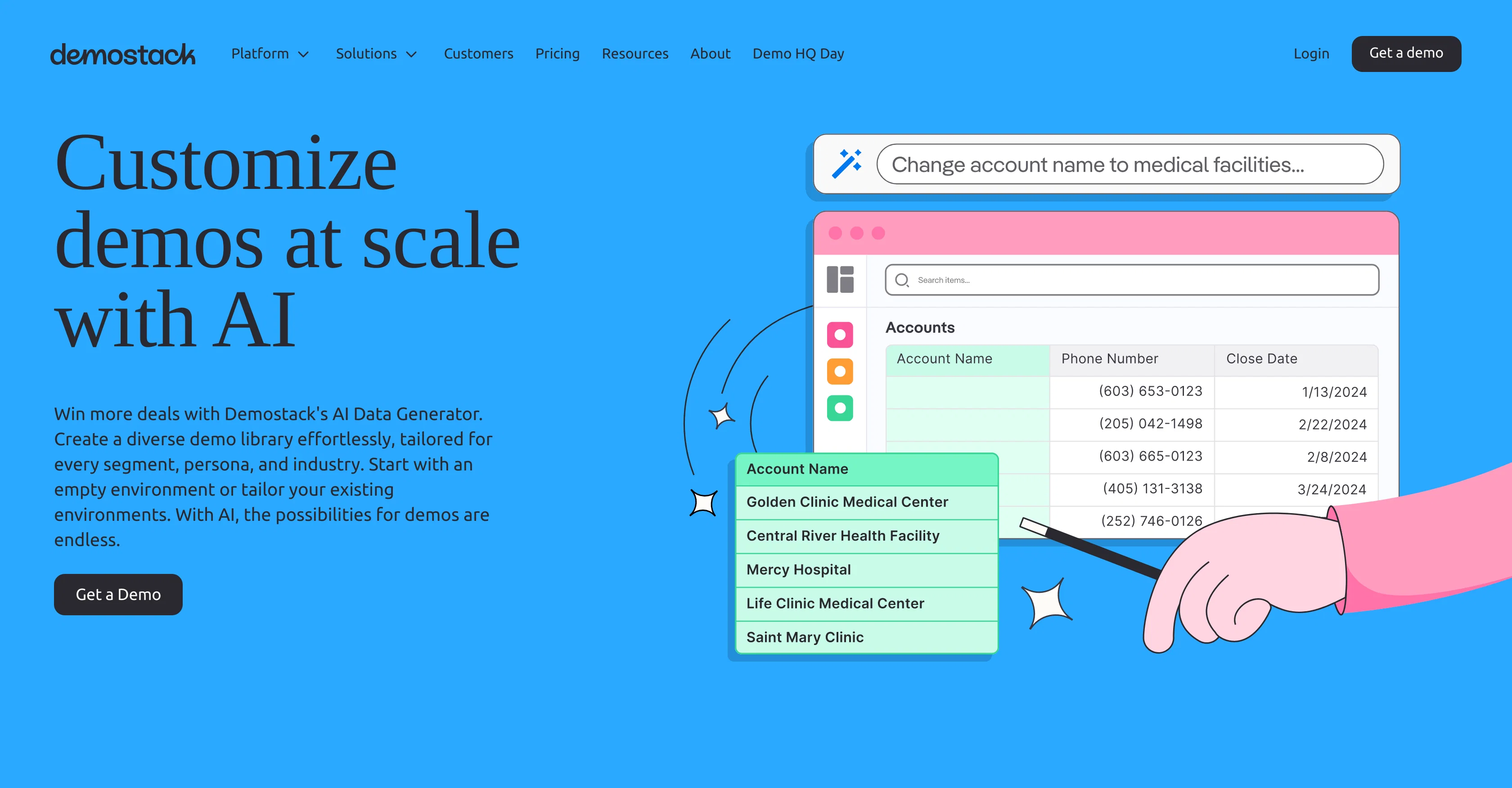 Demostack website