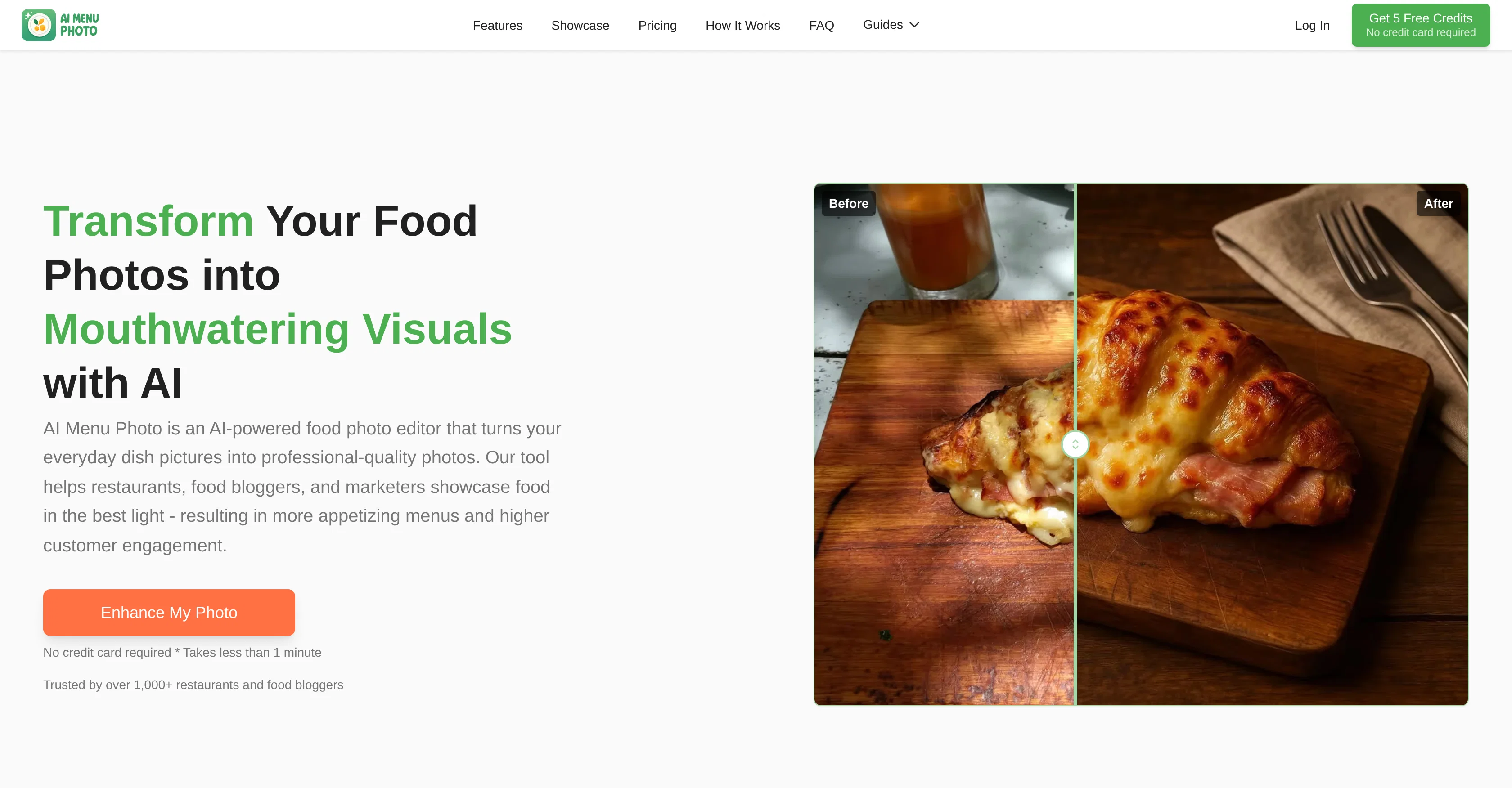 AI Menu Photo website
