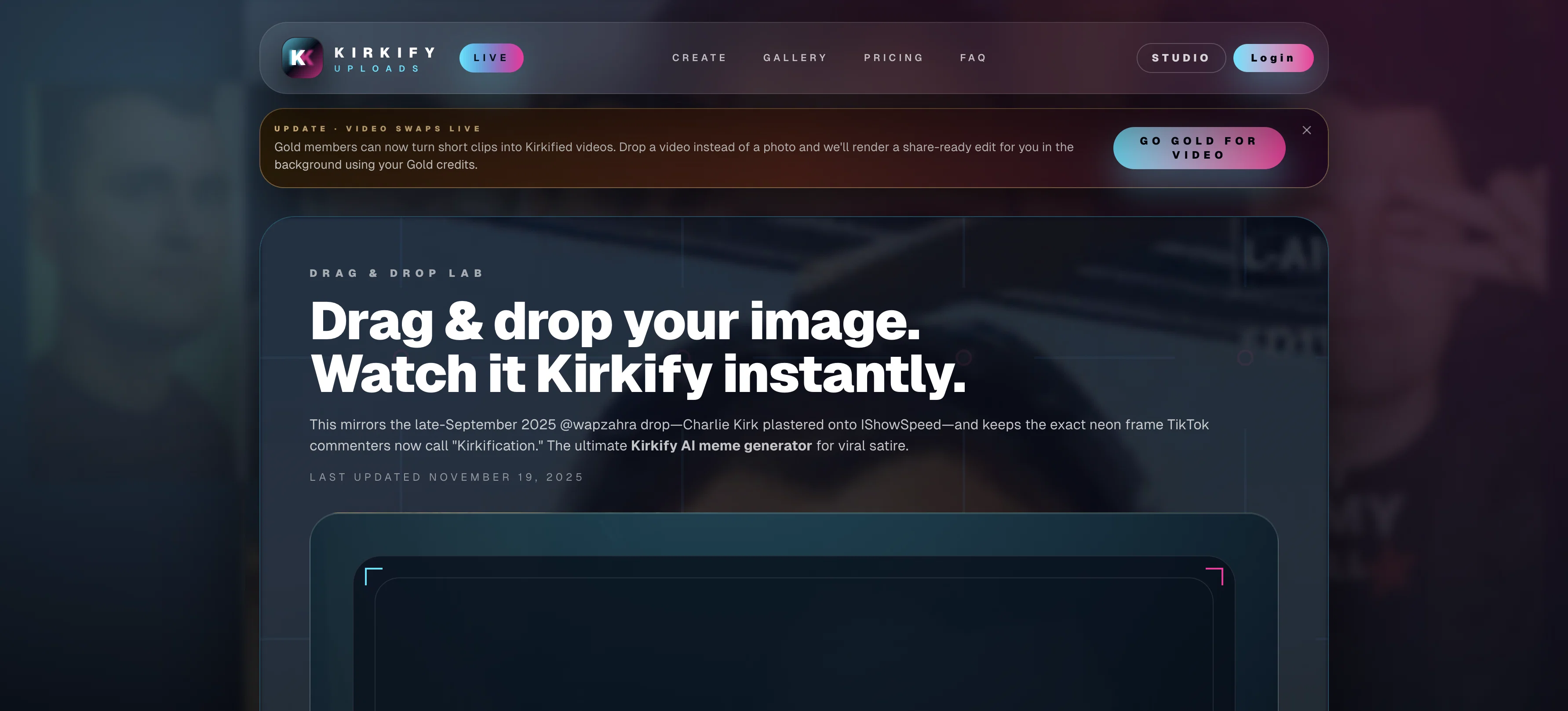 Kirkify AI website