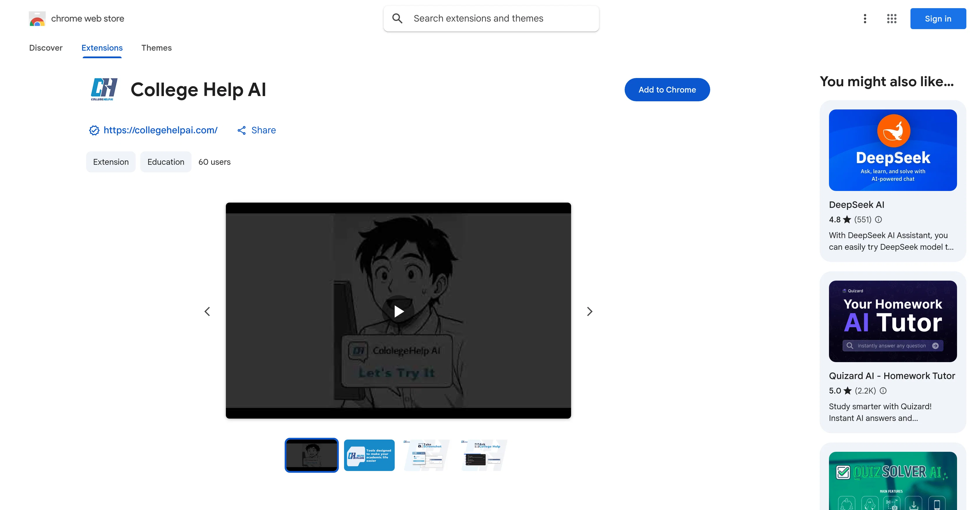 College Help AI website