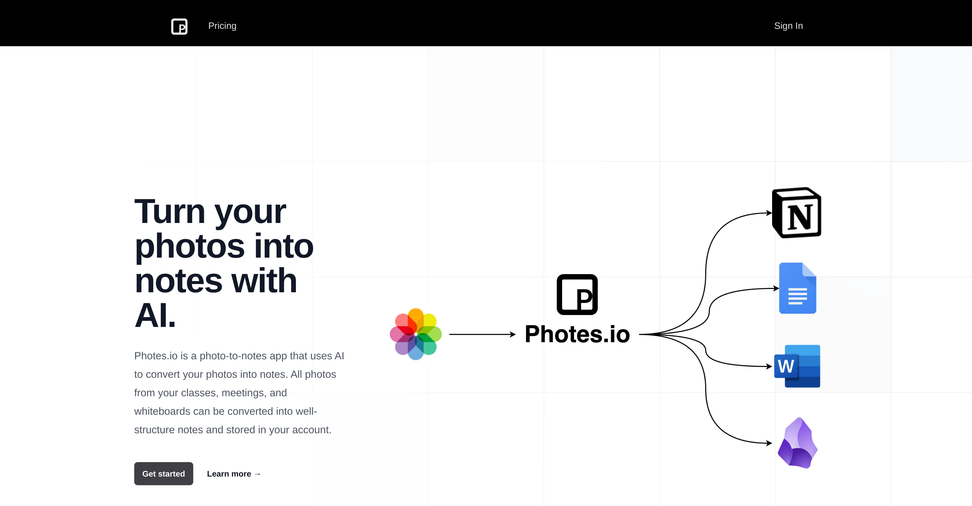 Pixno - AI note taking assistant website