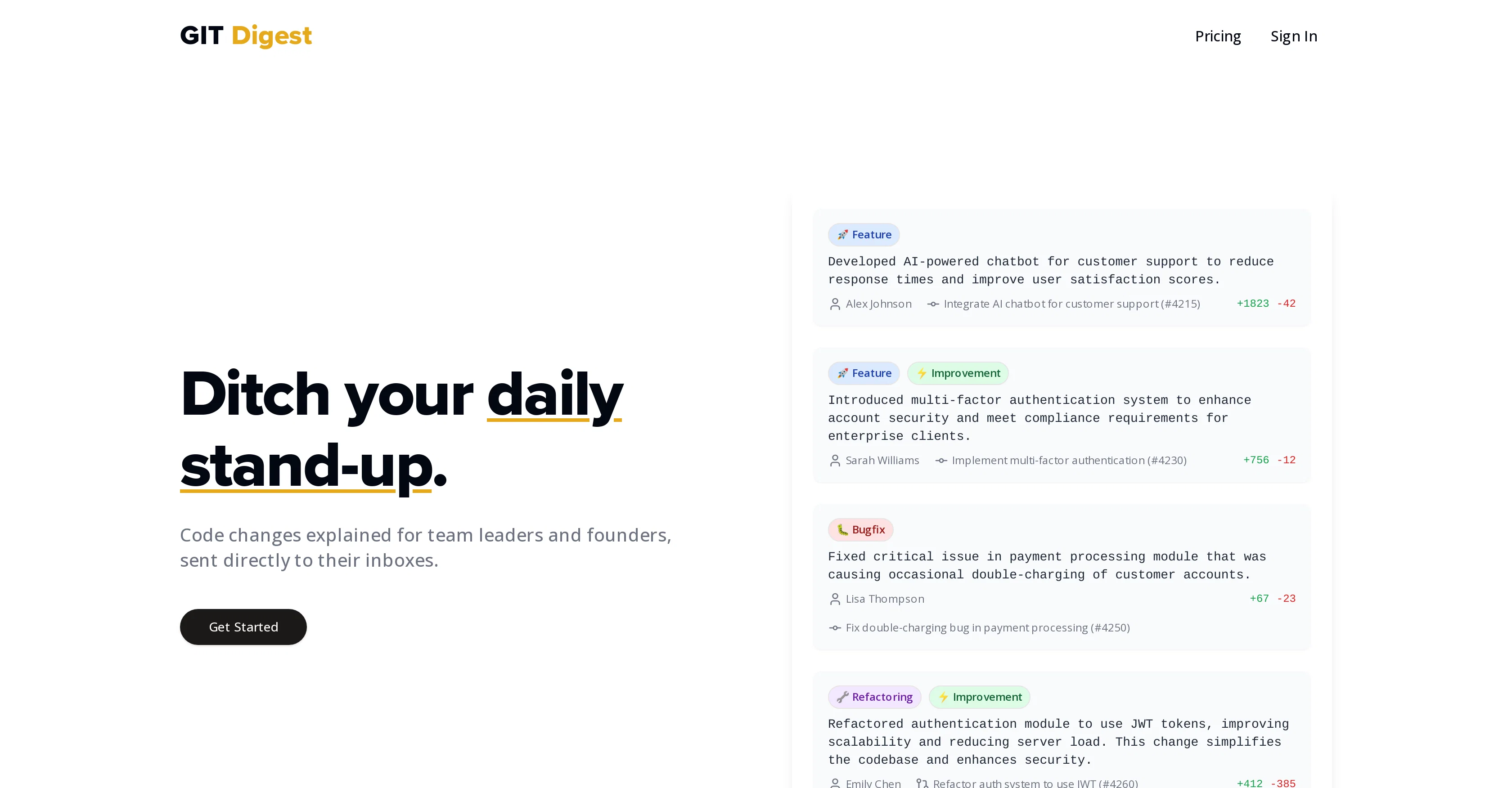 Git Digest website
