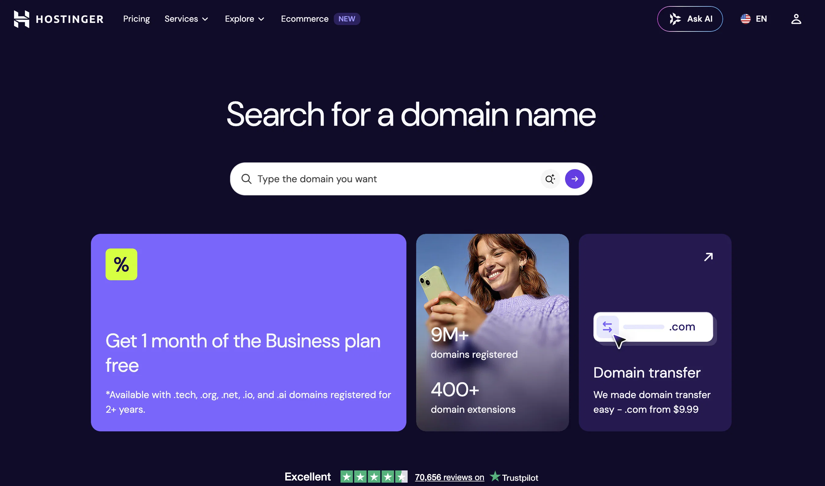 Domain Name Search | Hostinger website