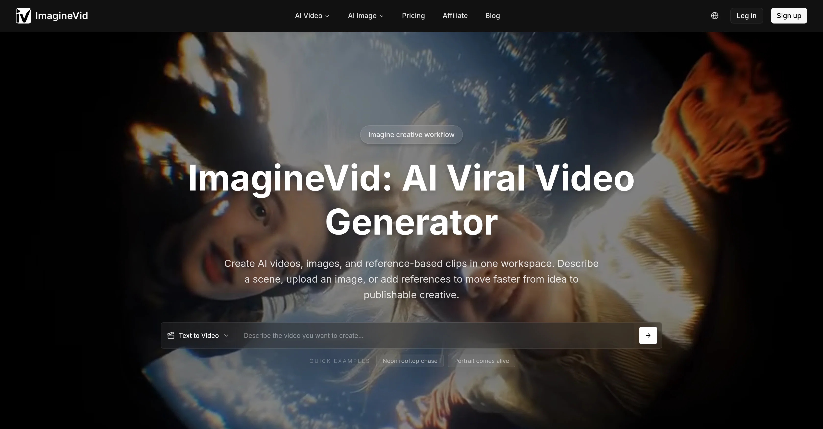 ImagineVid  AI website