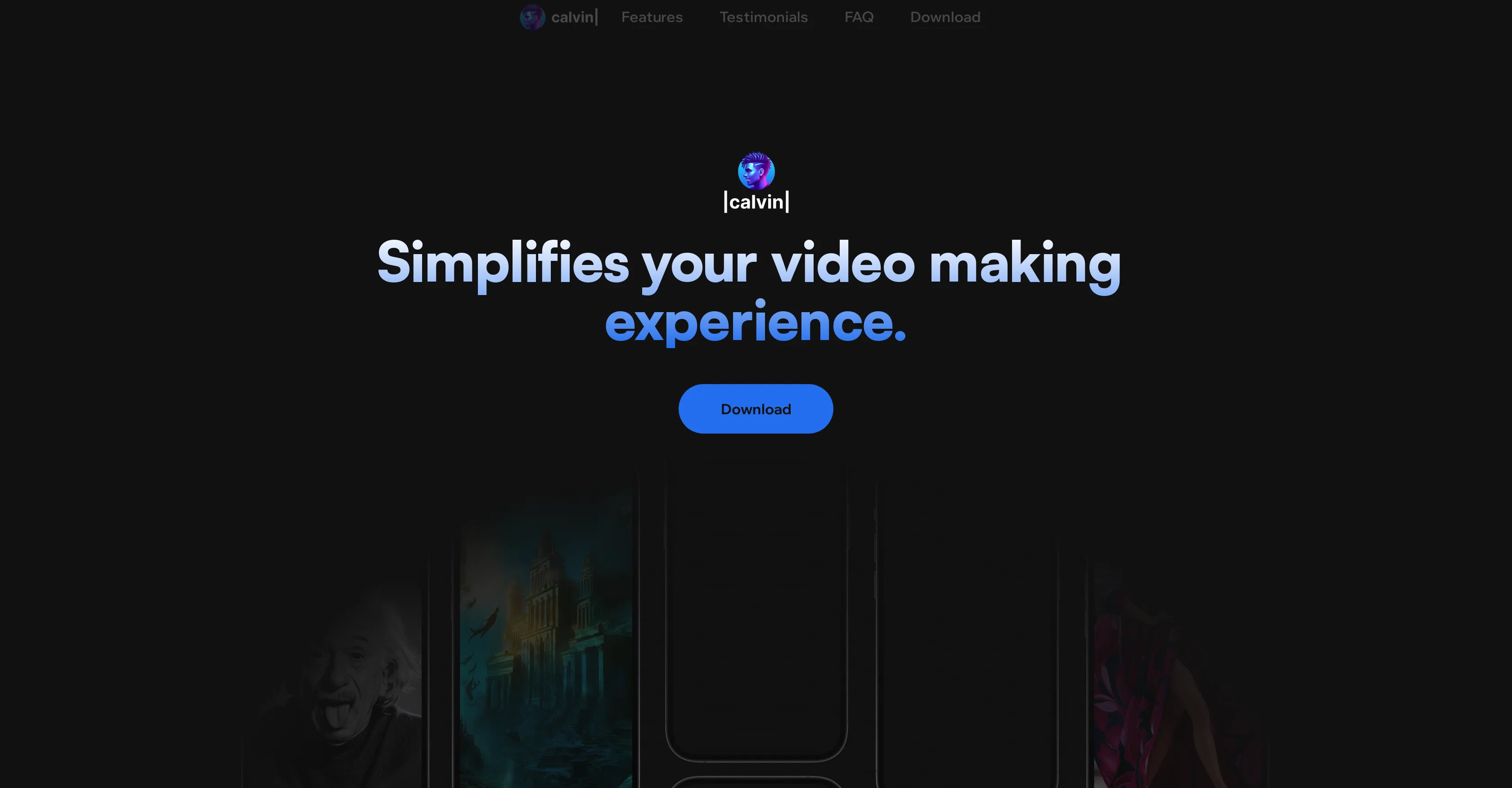 Calvin - AI Shorts Maker website