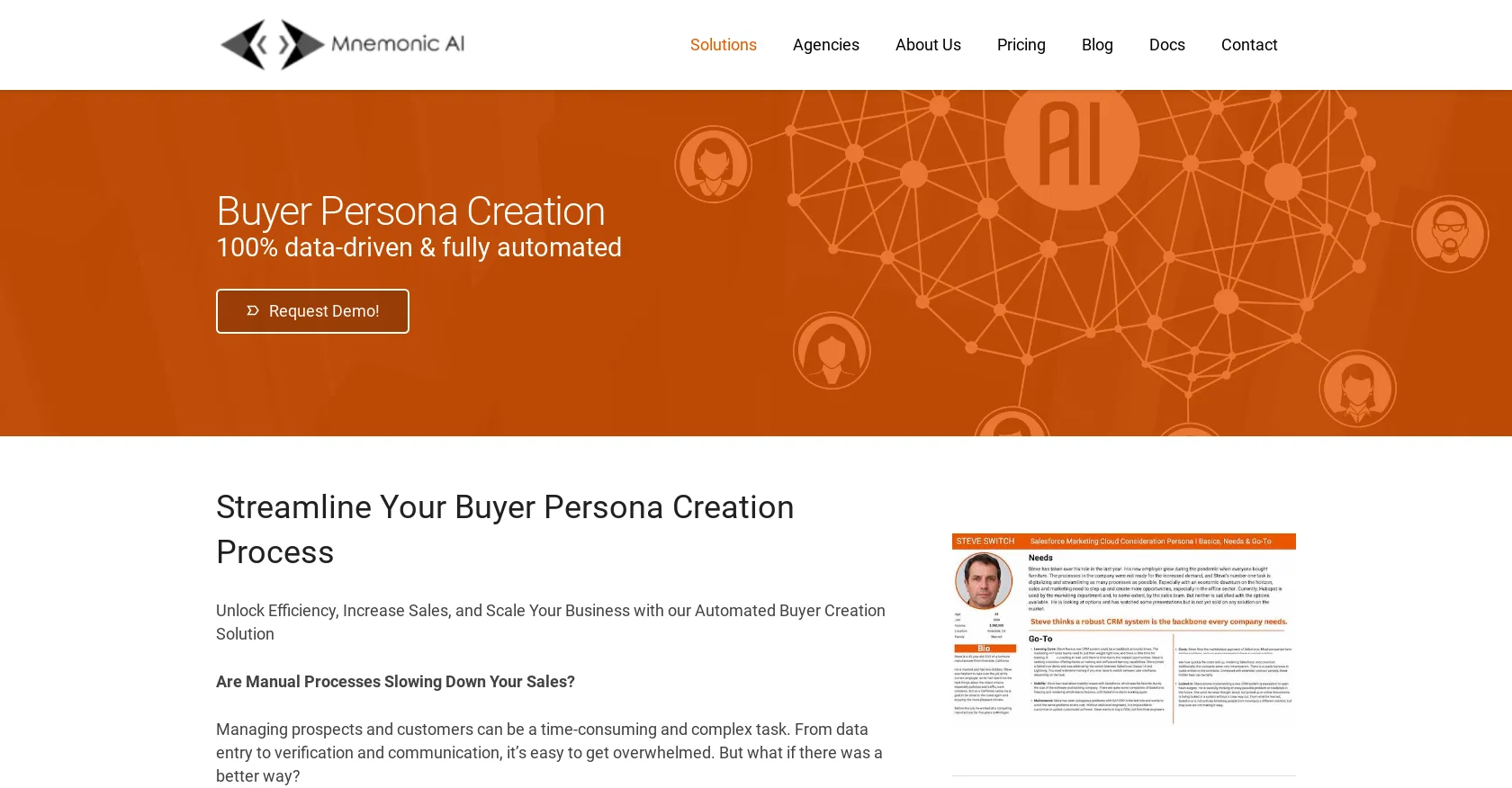 Buyer Persona by Mnemonic website