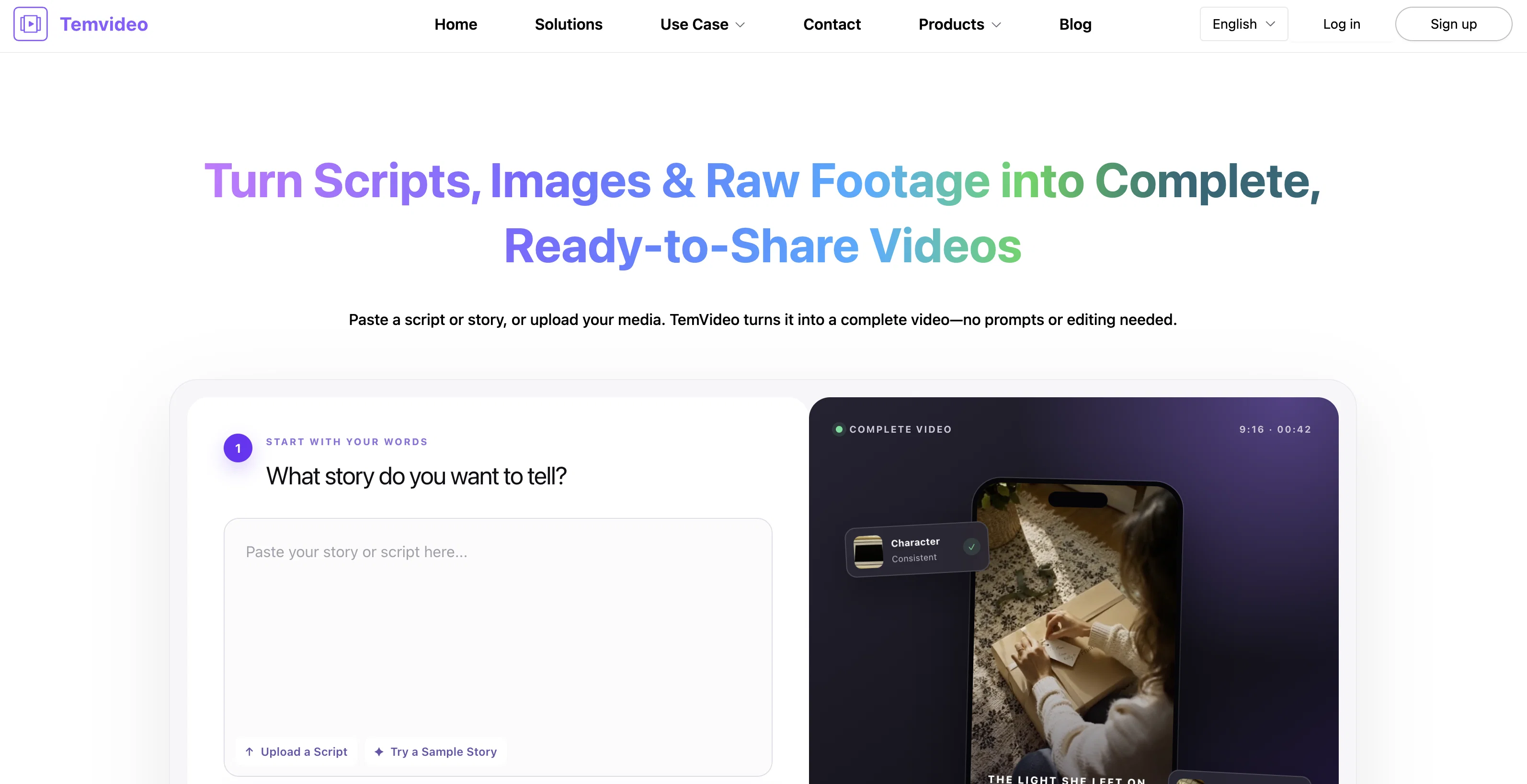 TemVideo AI Video Ad Maker website