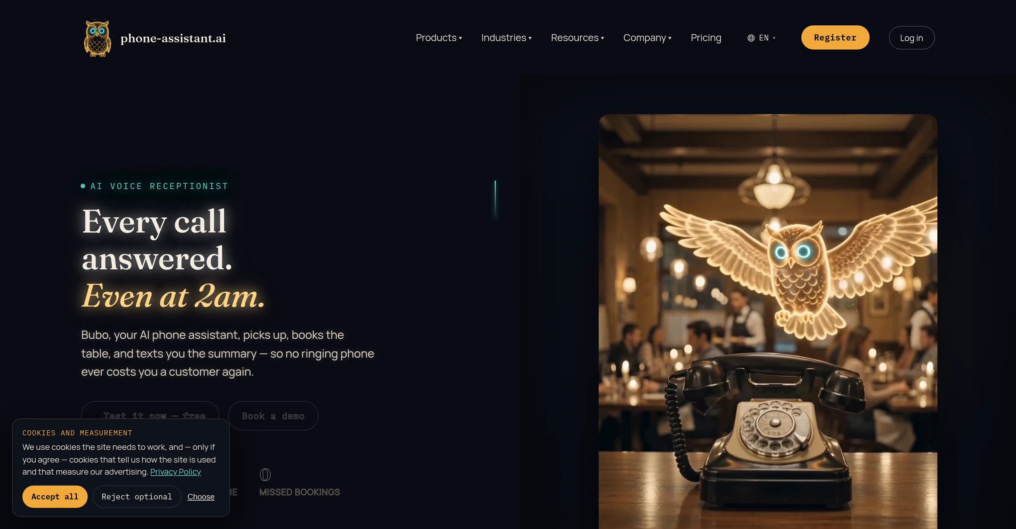 Bubo | AI Phone Assistant website