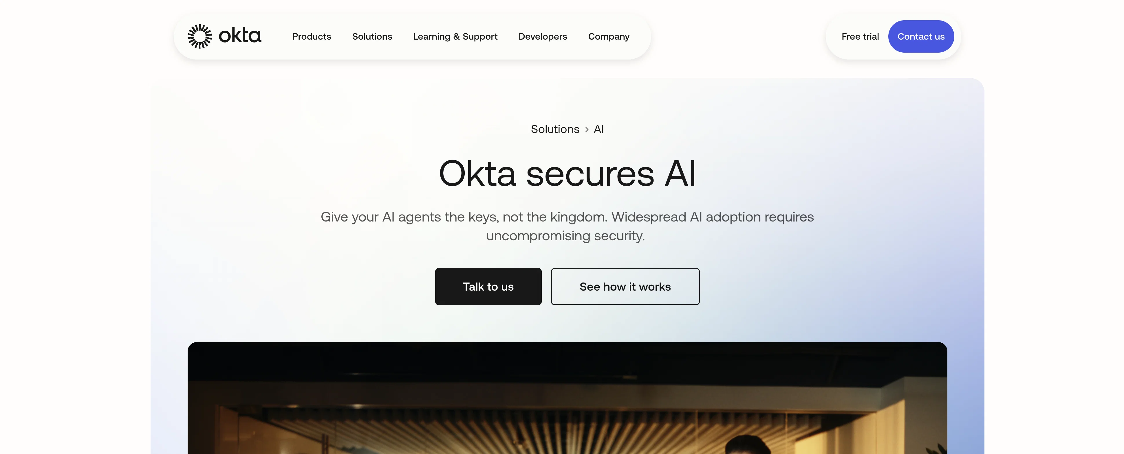 Okta for AI Agents website