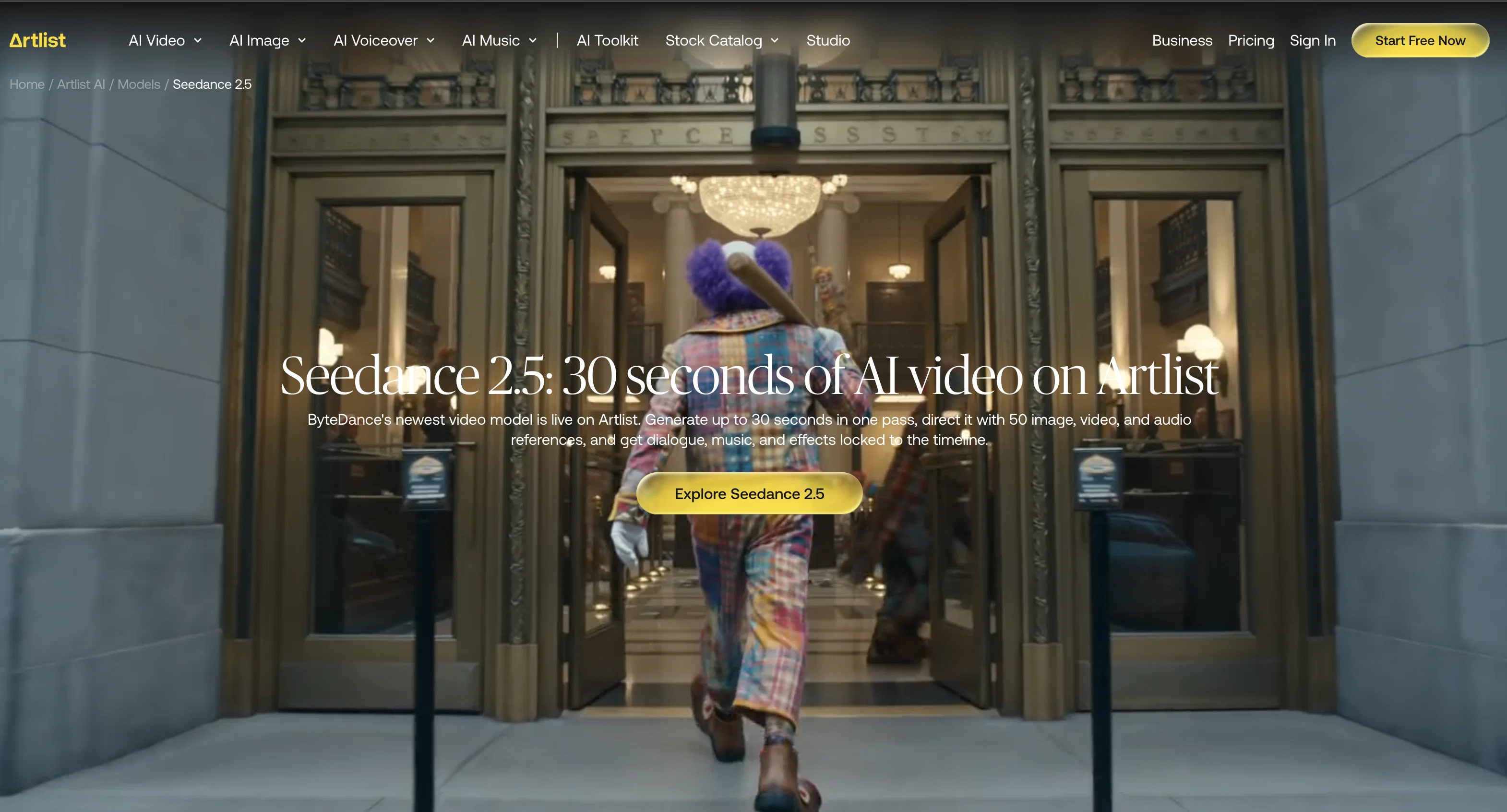 Artlist | The Ultimate Creative AI Ecosystem website