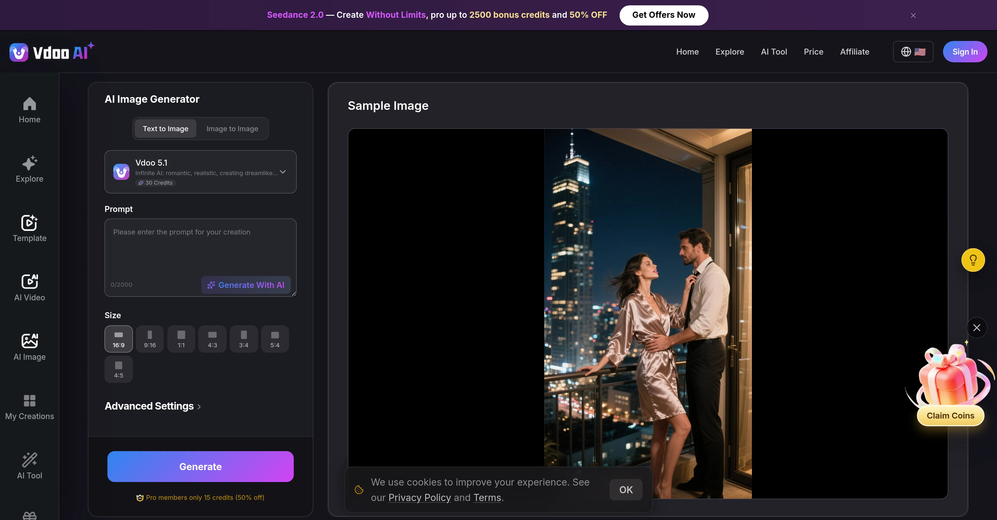 Vdoo AI | Text to Image Generator website