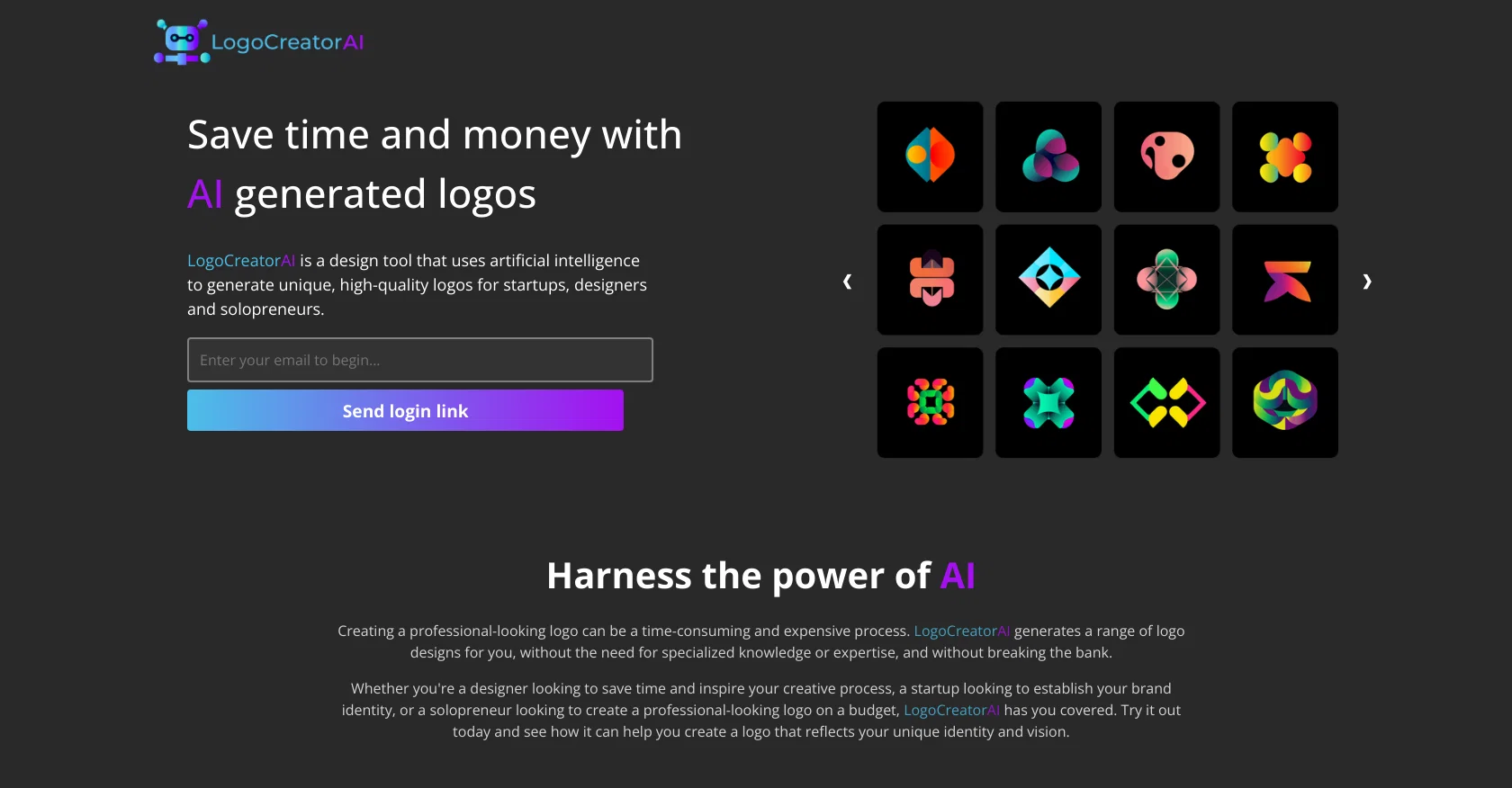 LogoCreatorAI website