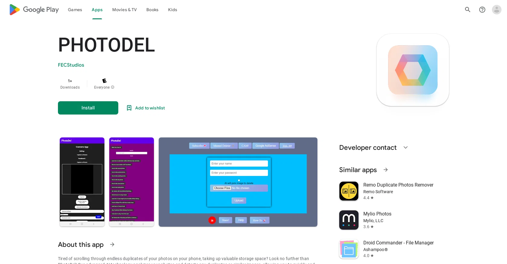 PhotoDel website