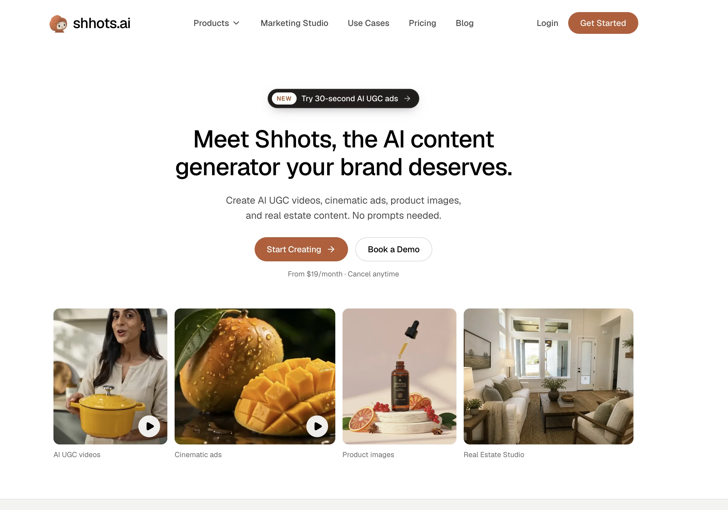 Shhots AI website