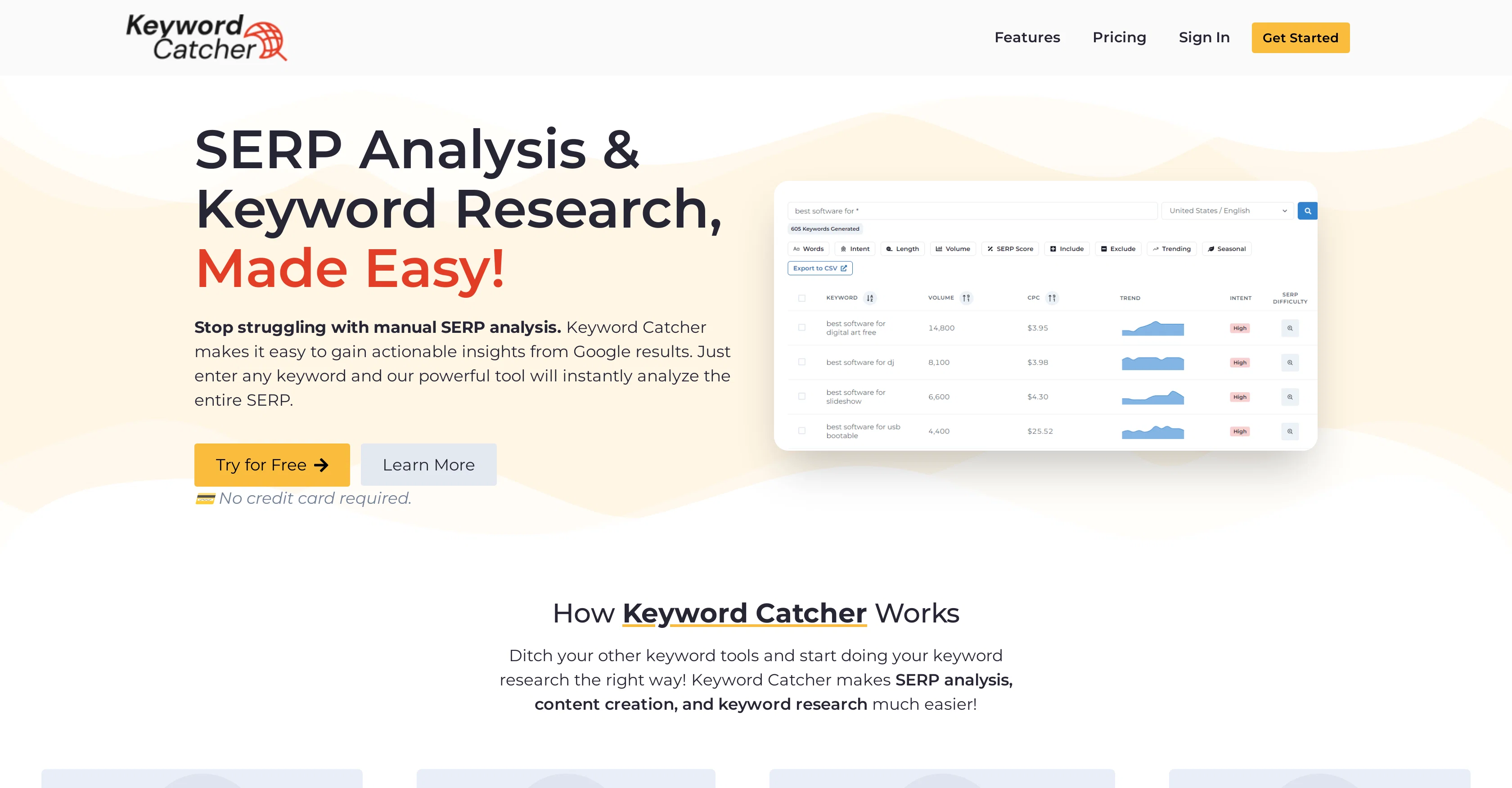 Keyword Catcher website