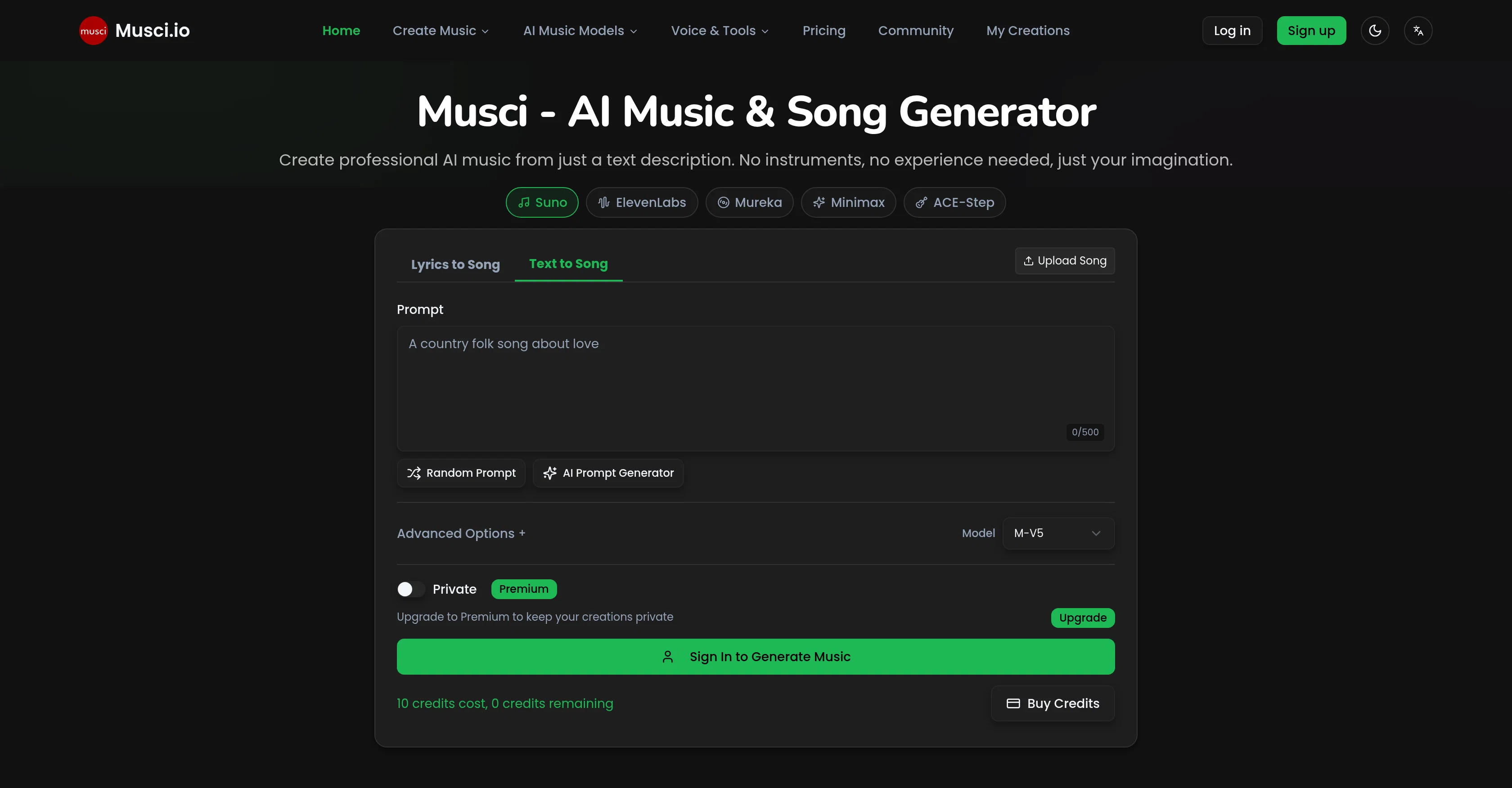 Musci.io website