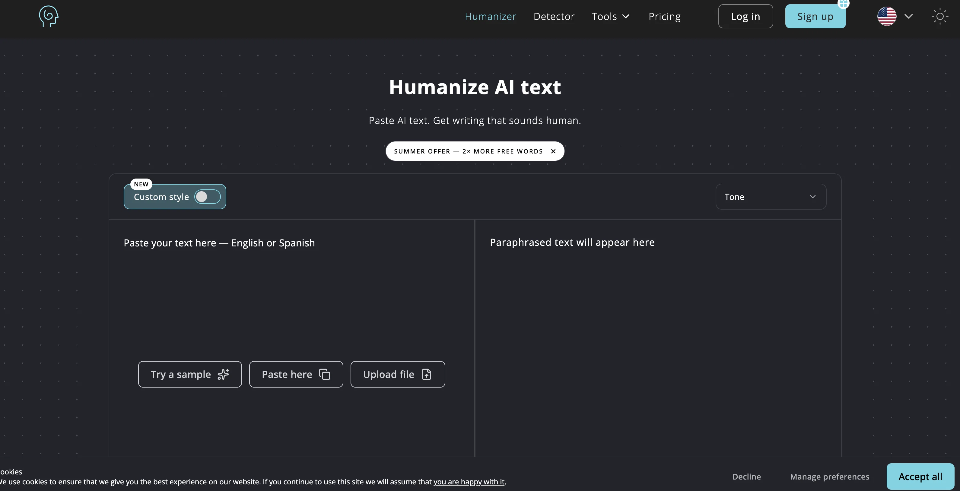 HumanizeAI website
