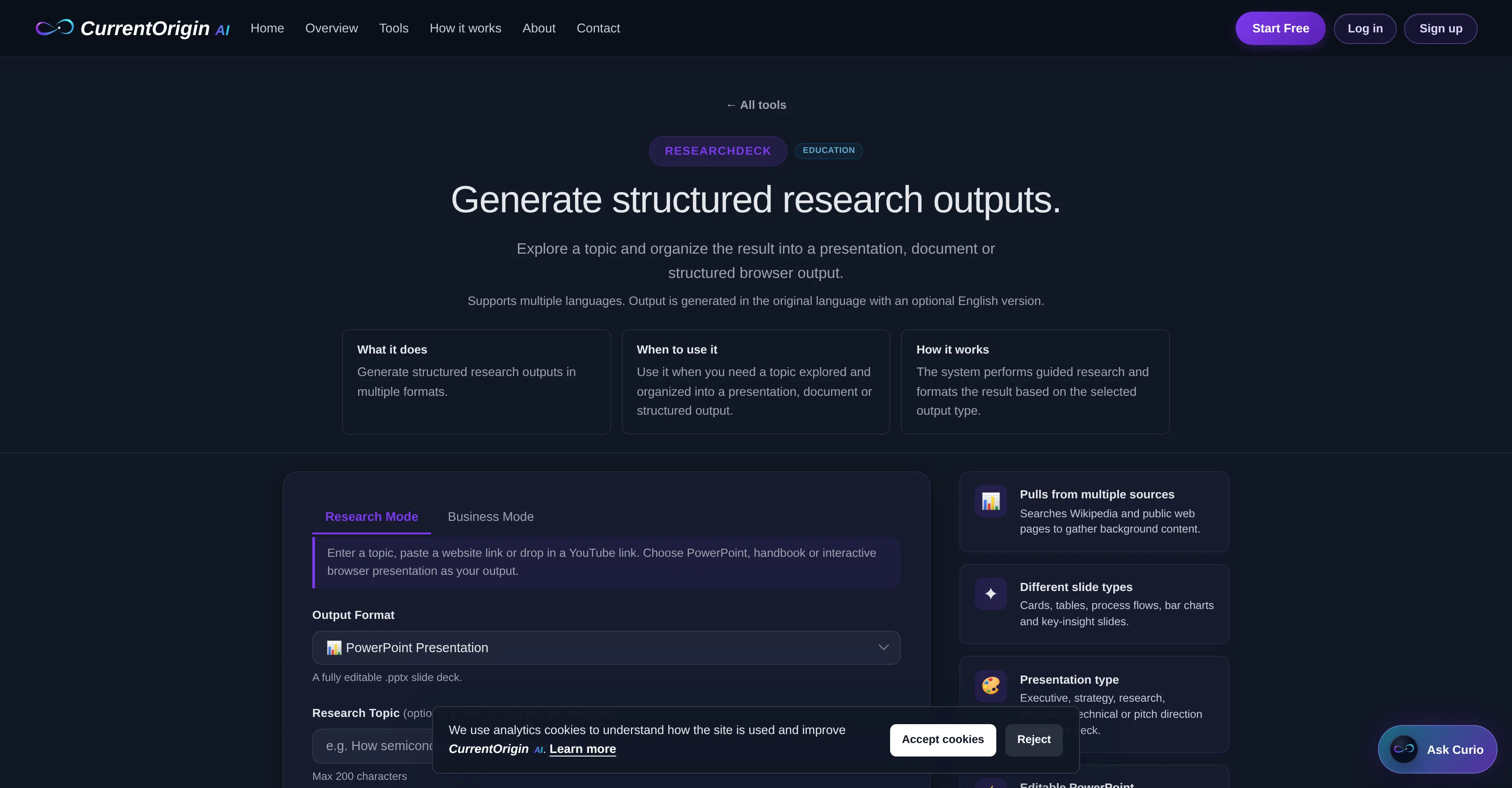 CurrentOrigin | ResearchDeck website