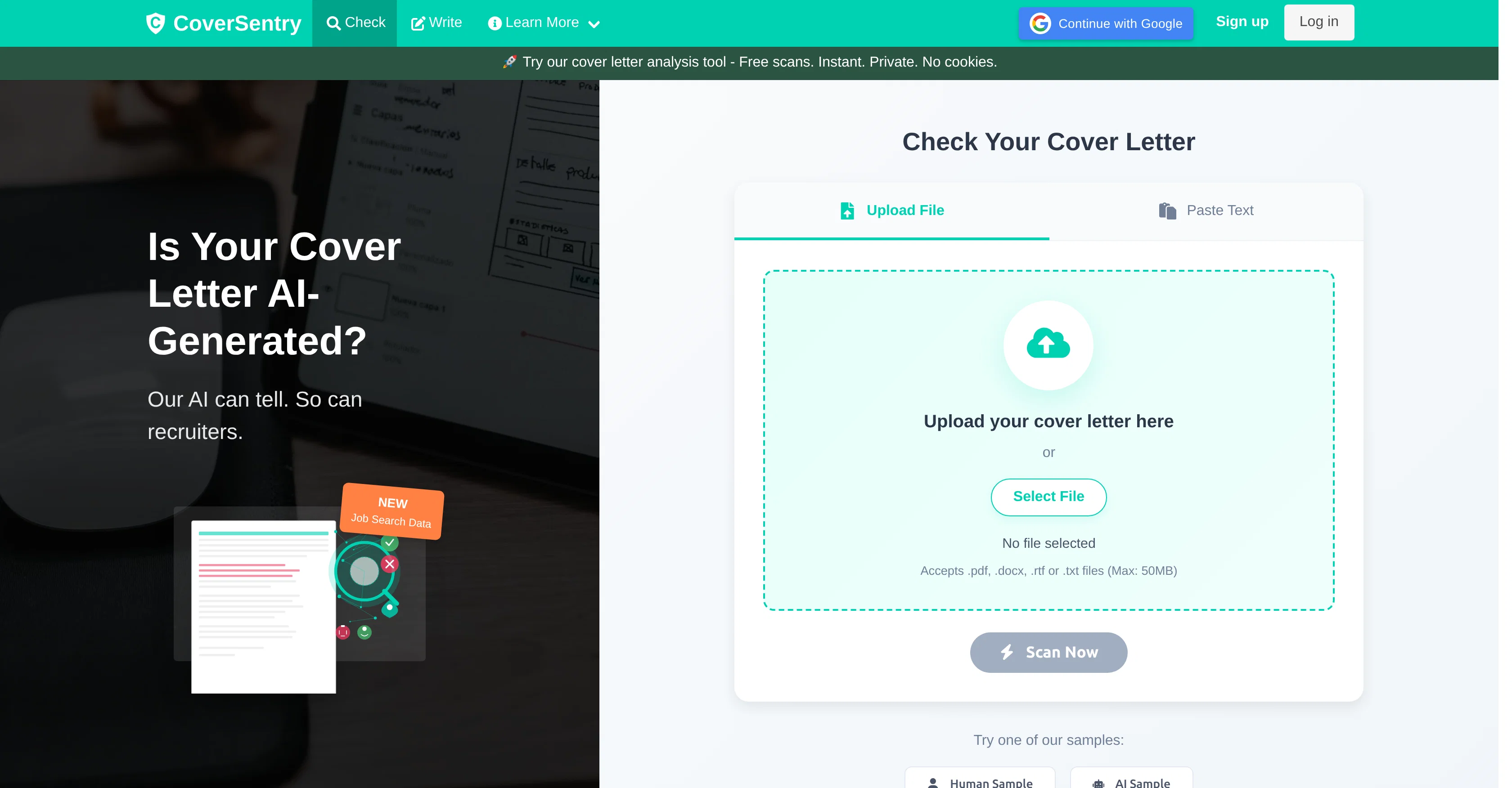 CoverSentry website