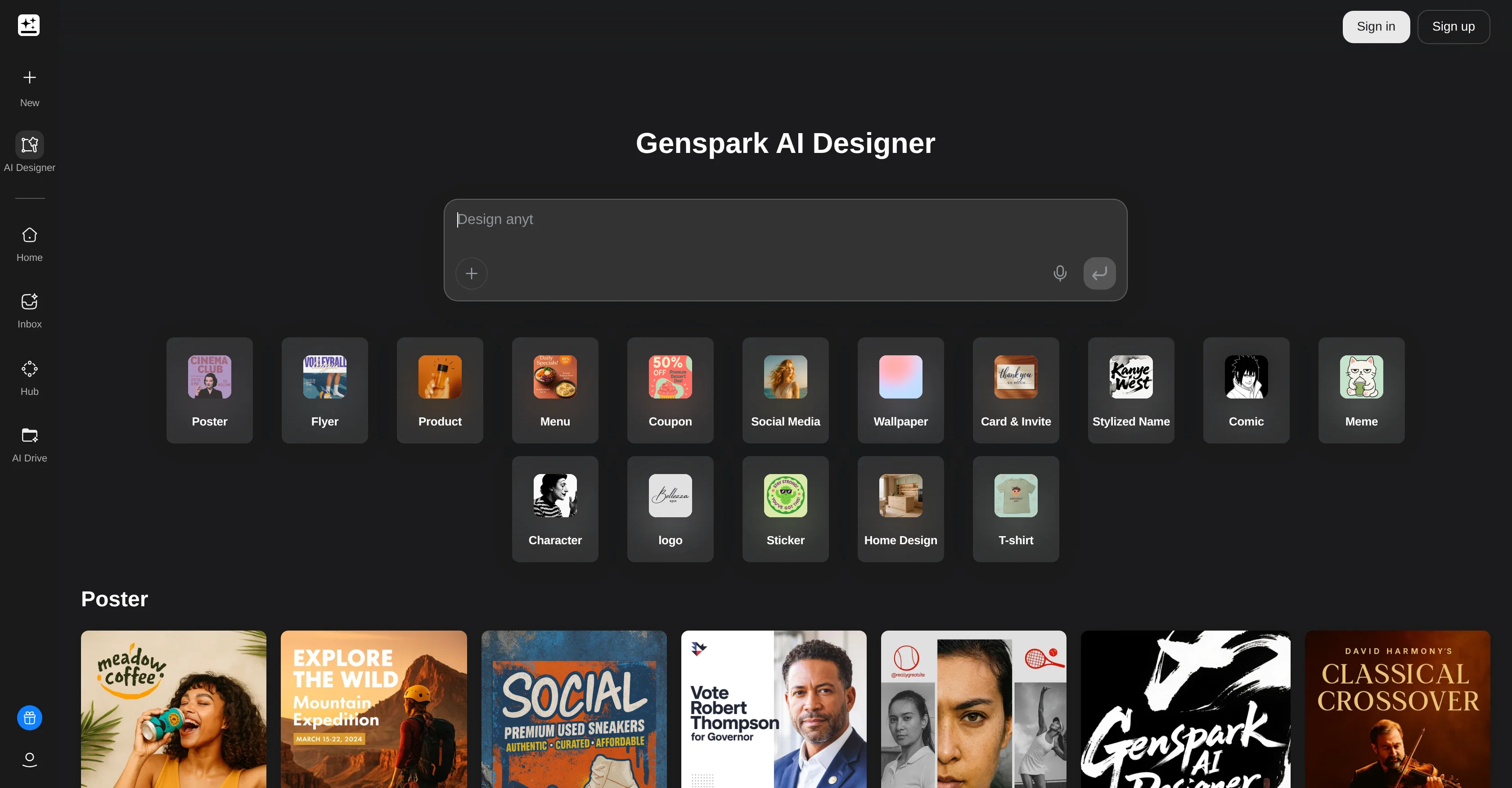 Genspark AI Designer website