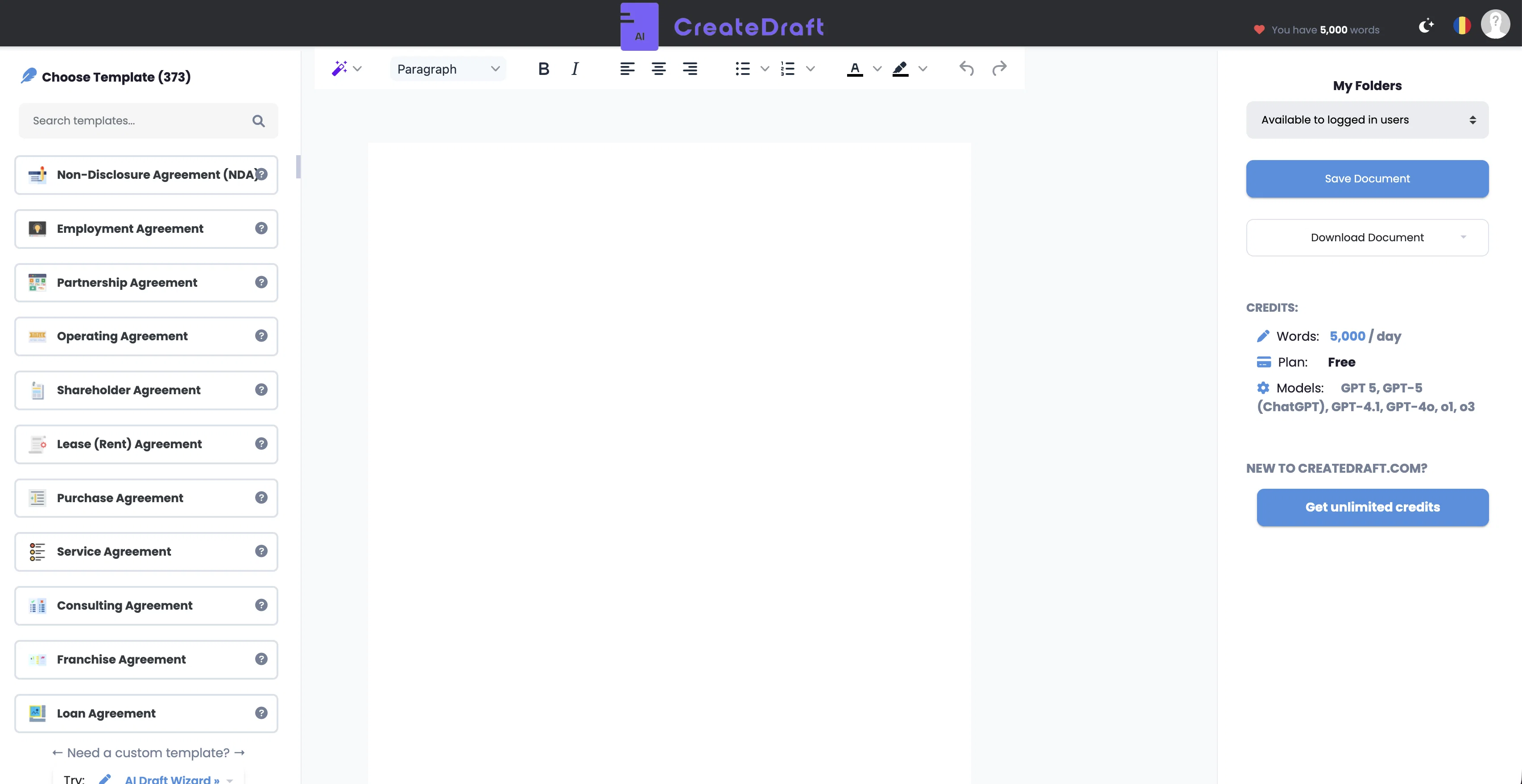 CreateDraft website