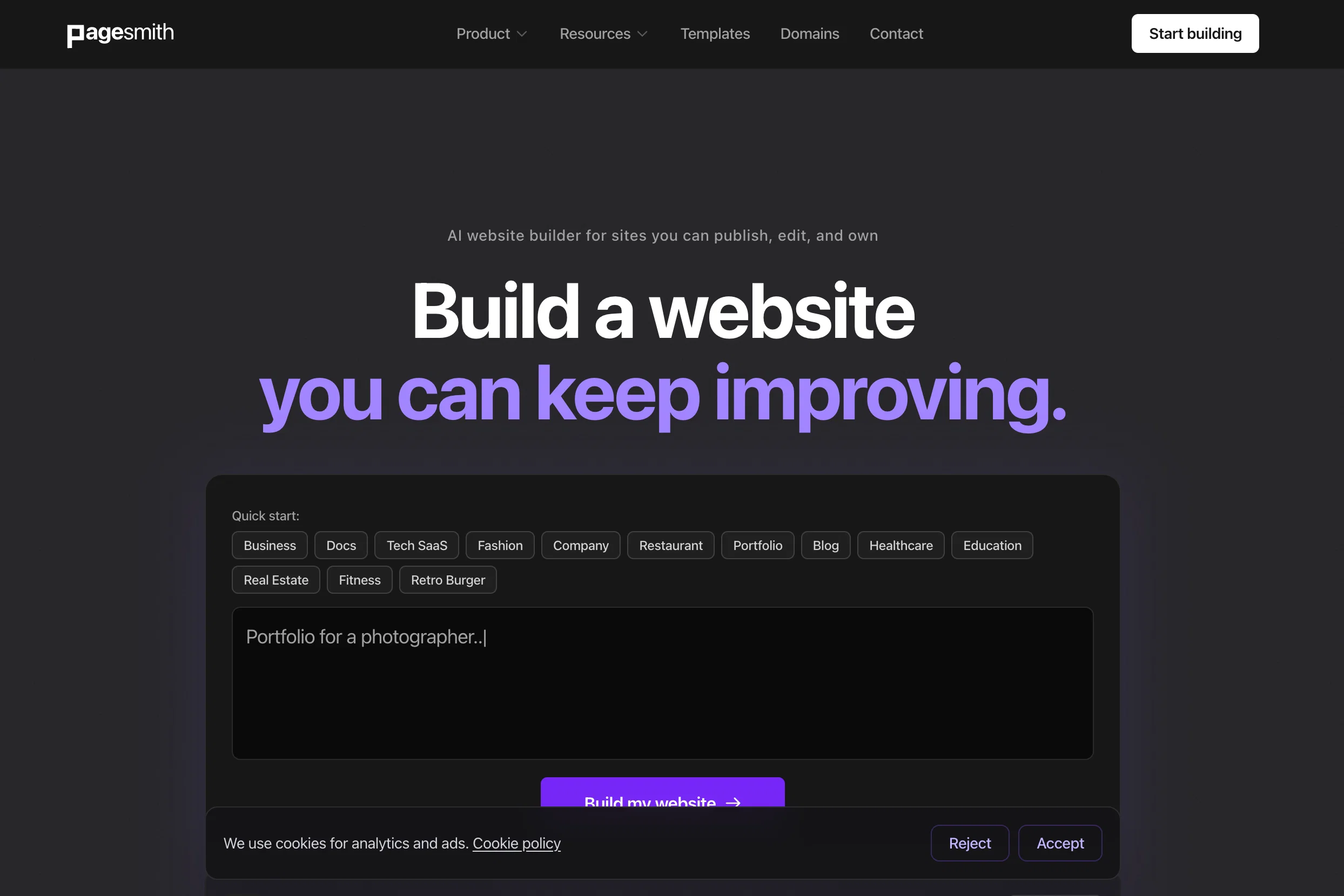 Pagesmith.ai website