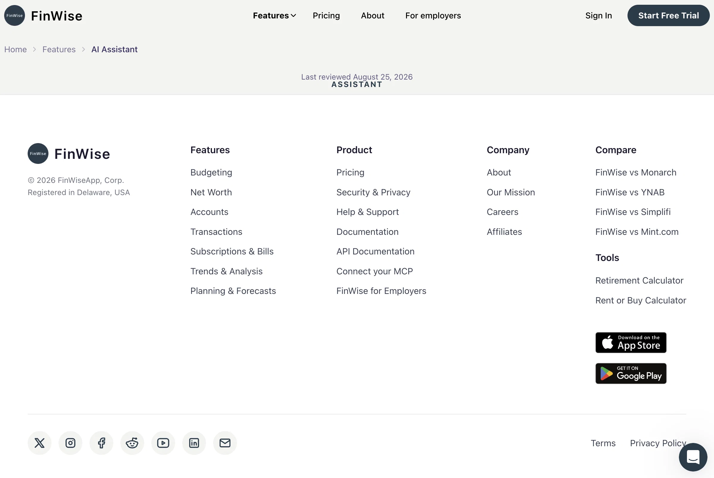 FinWise website