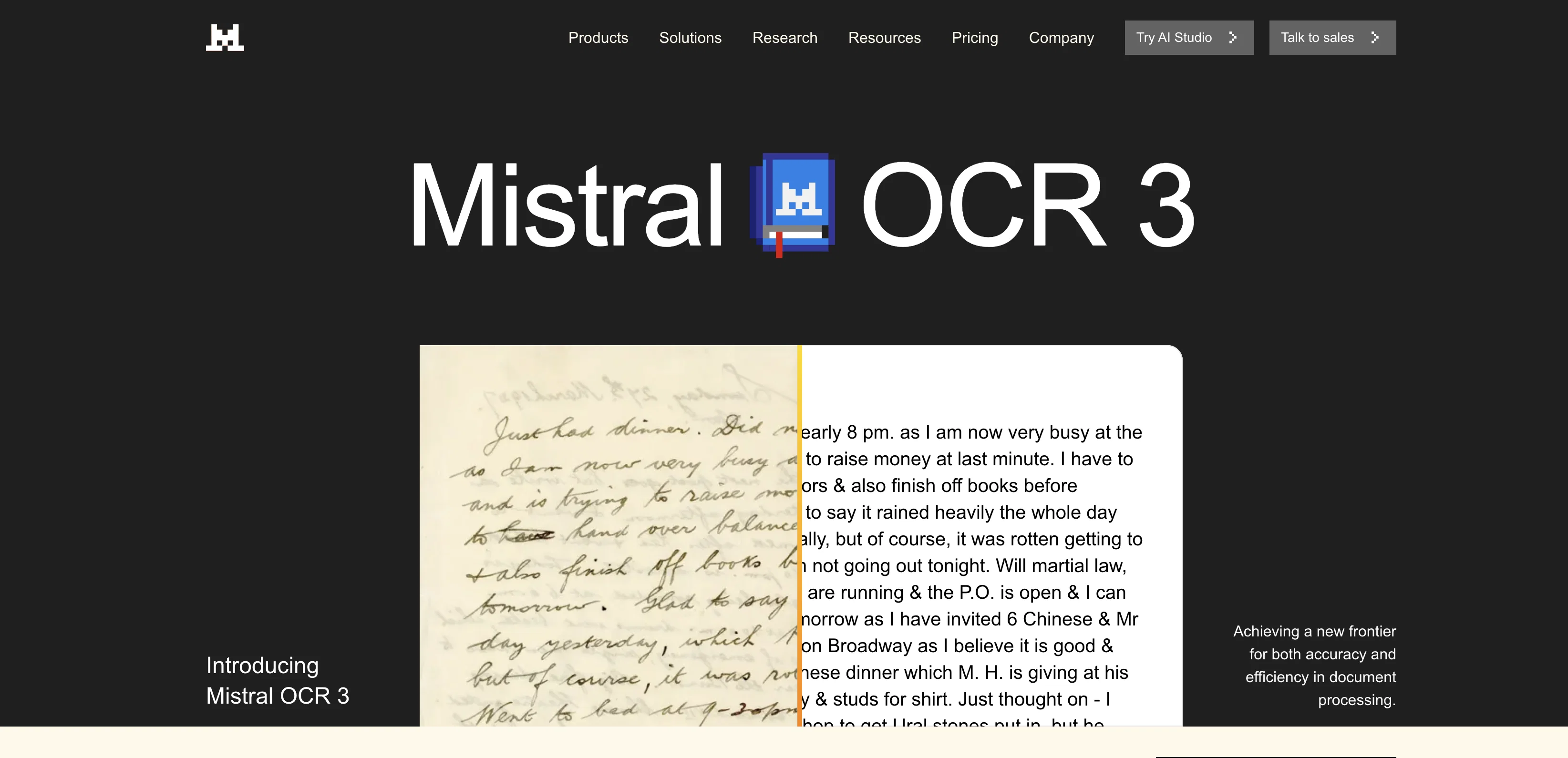 Mistral AI - OCR website