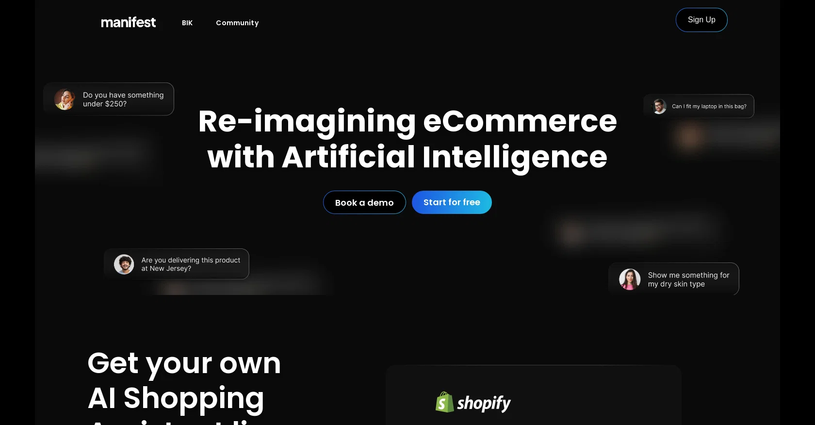 Manifest AI website