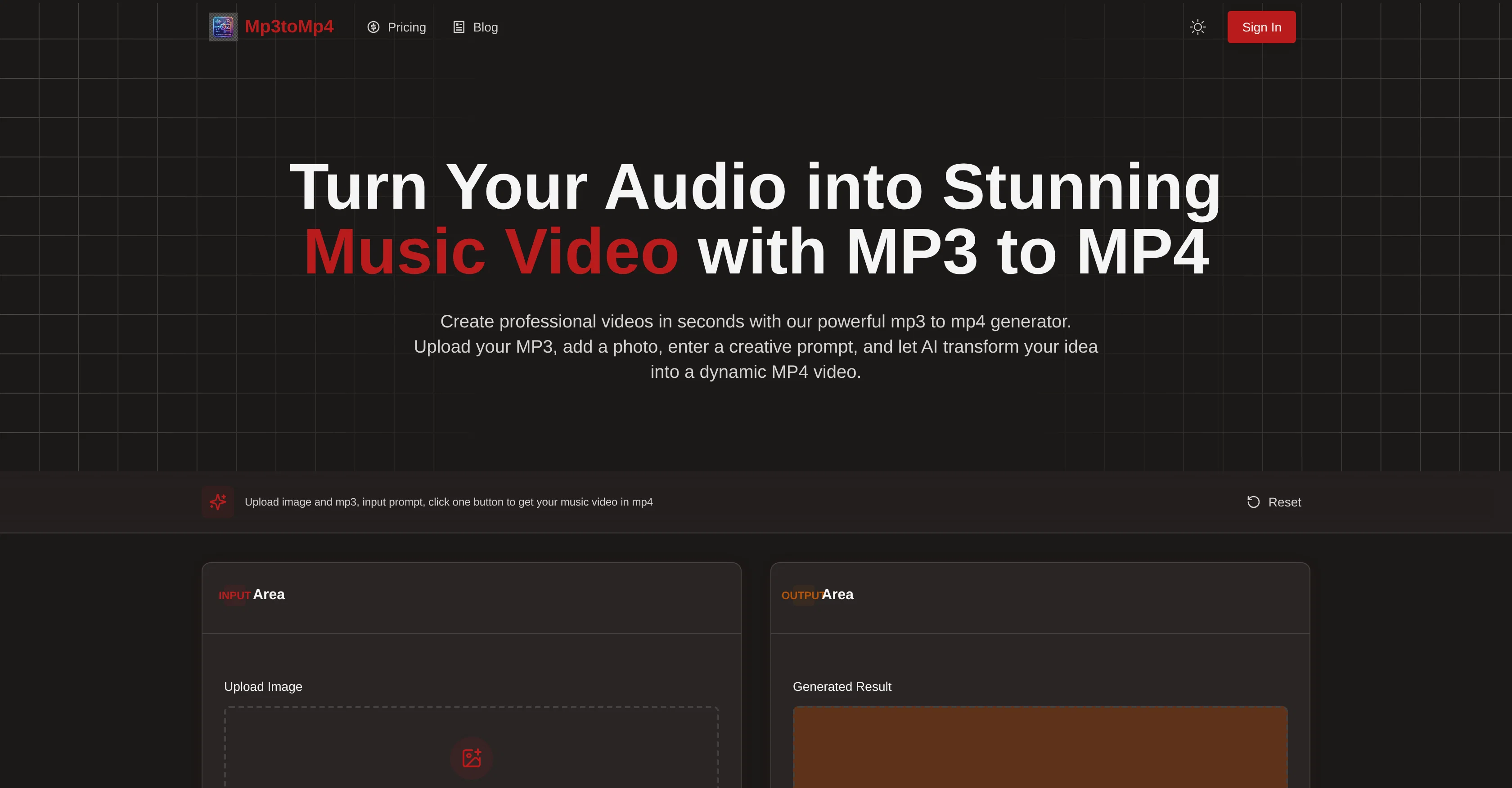 MP3 to MP4 AI website