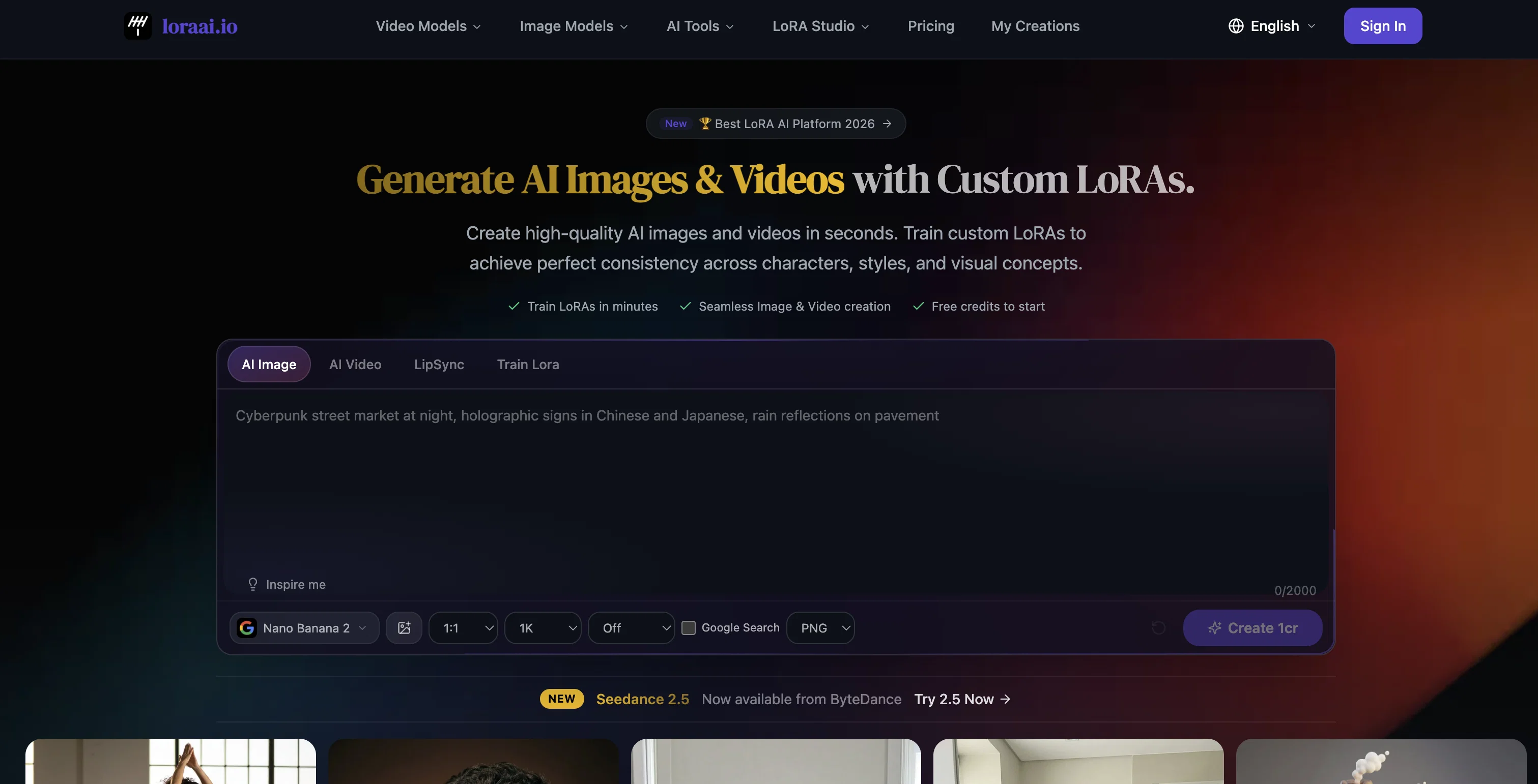 LoRA AI website