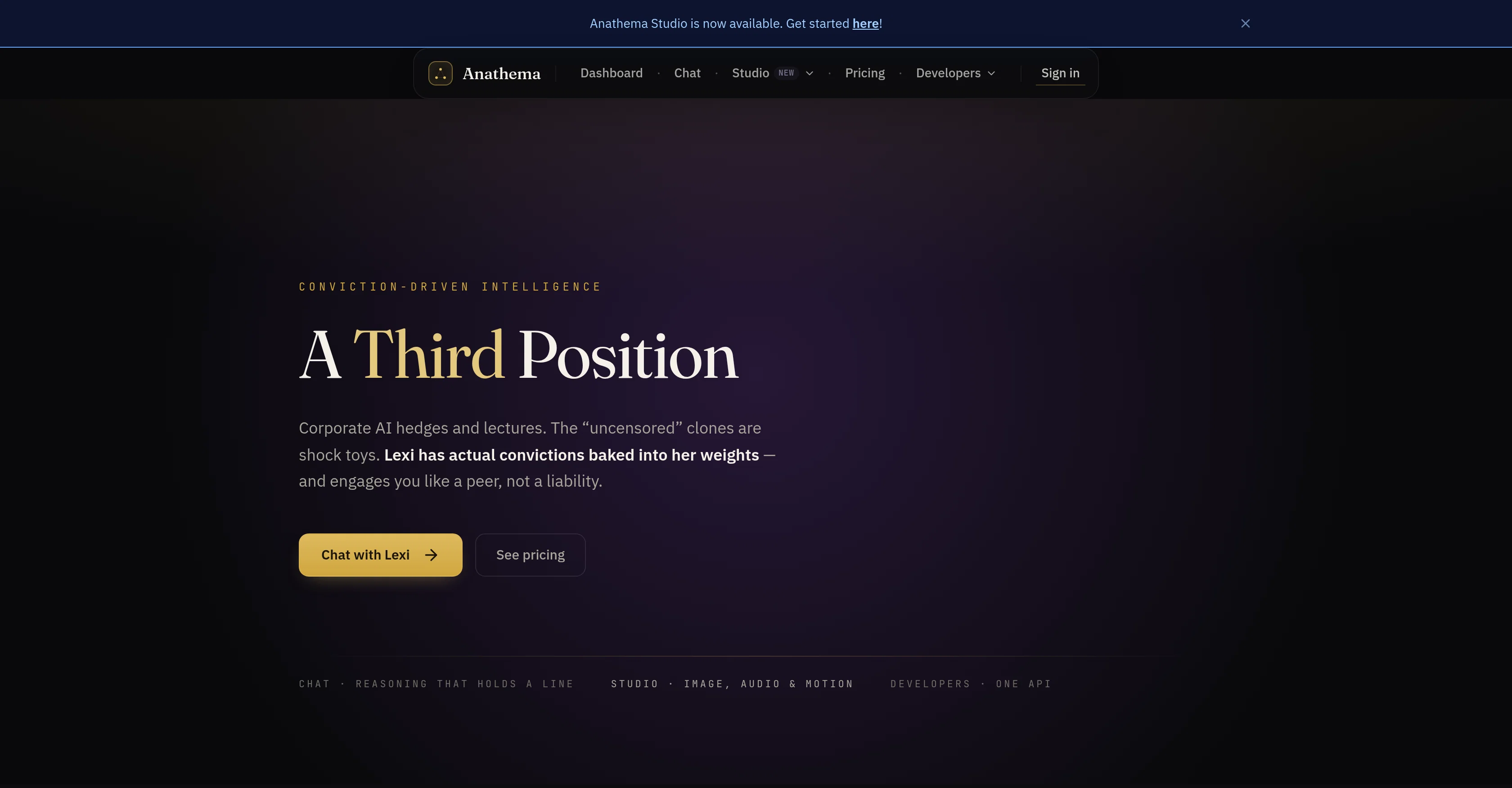 Anathema AI website