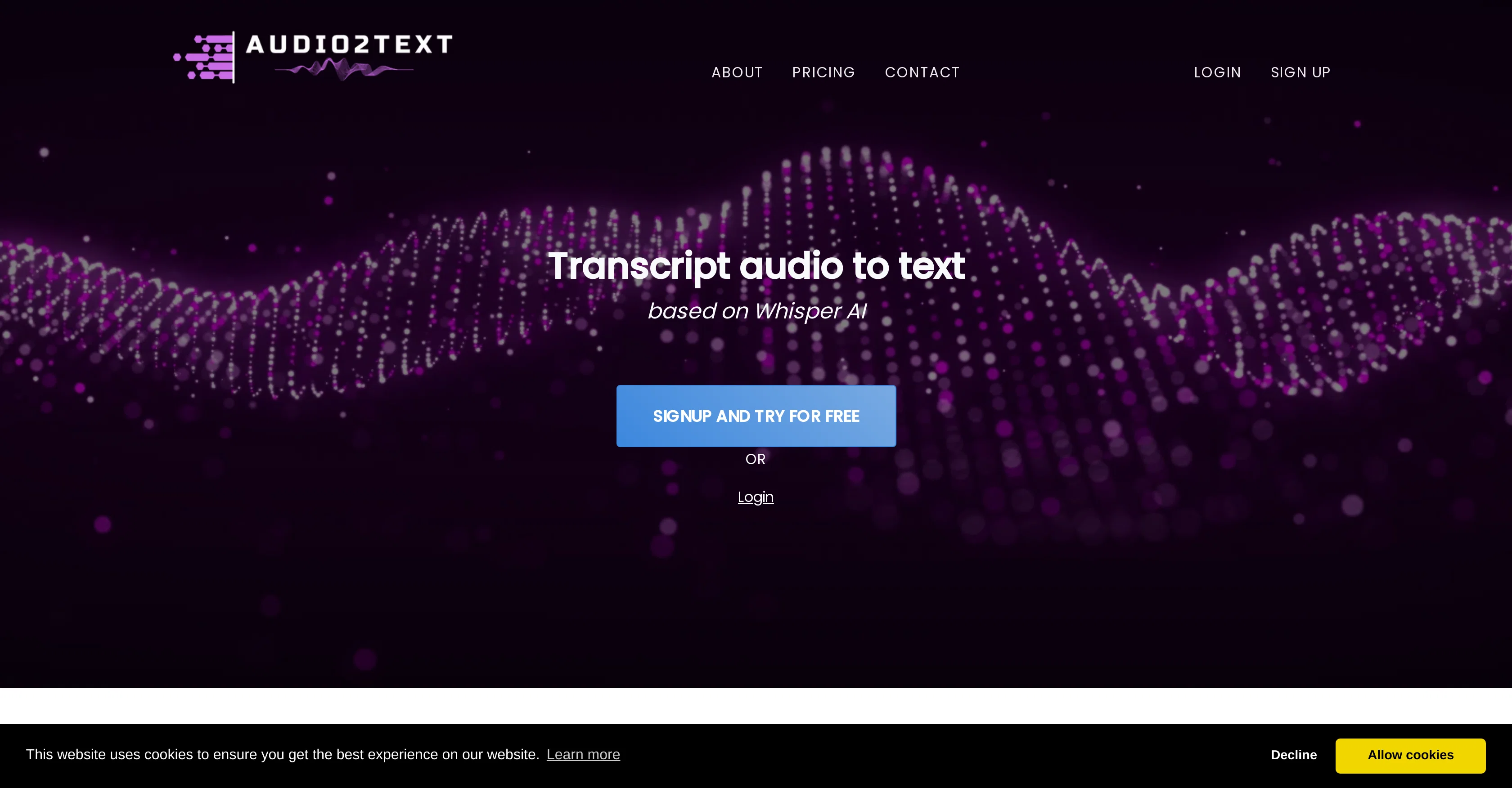Audio2Text website