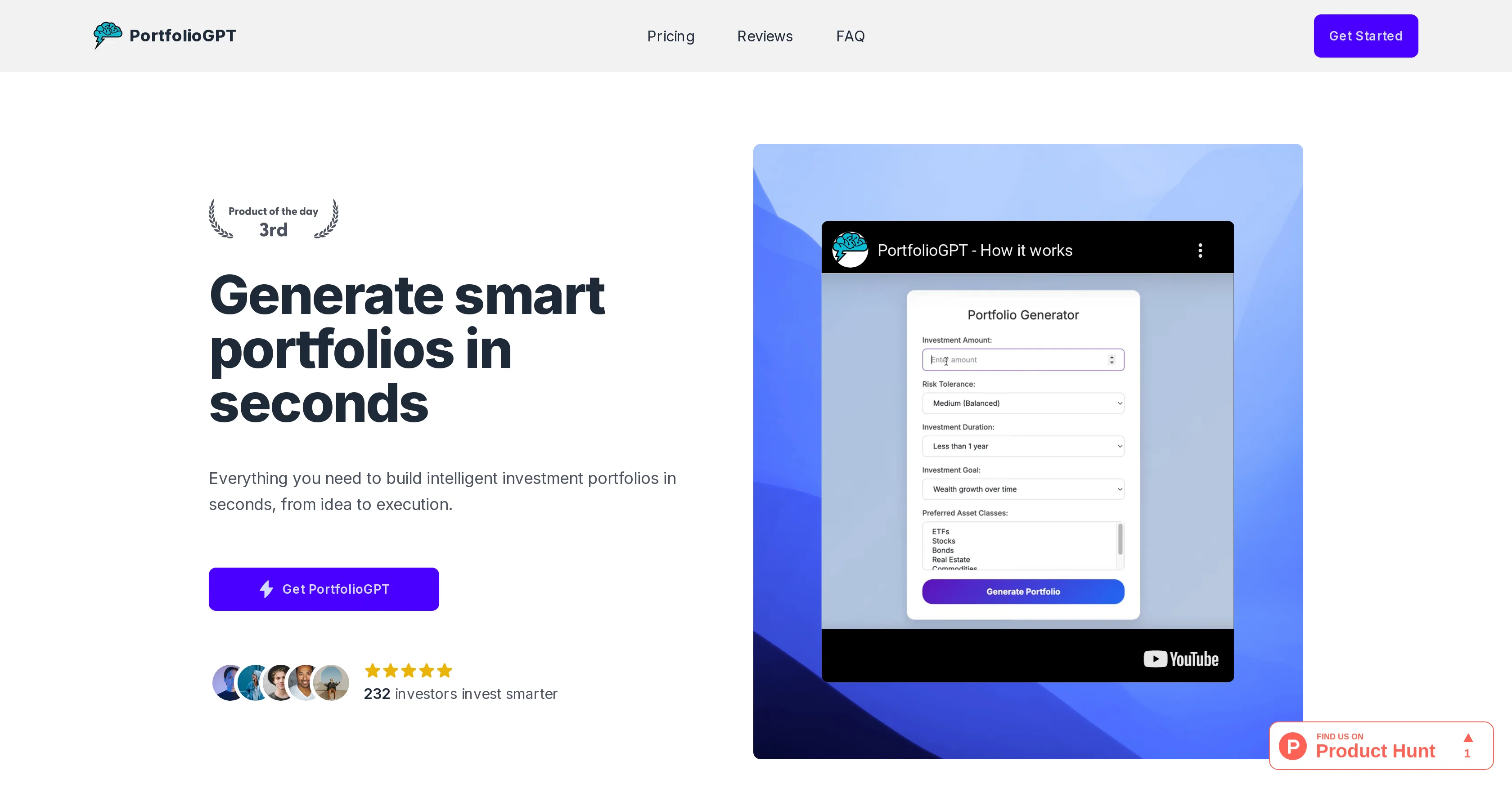PortfolioGPT website