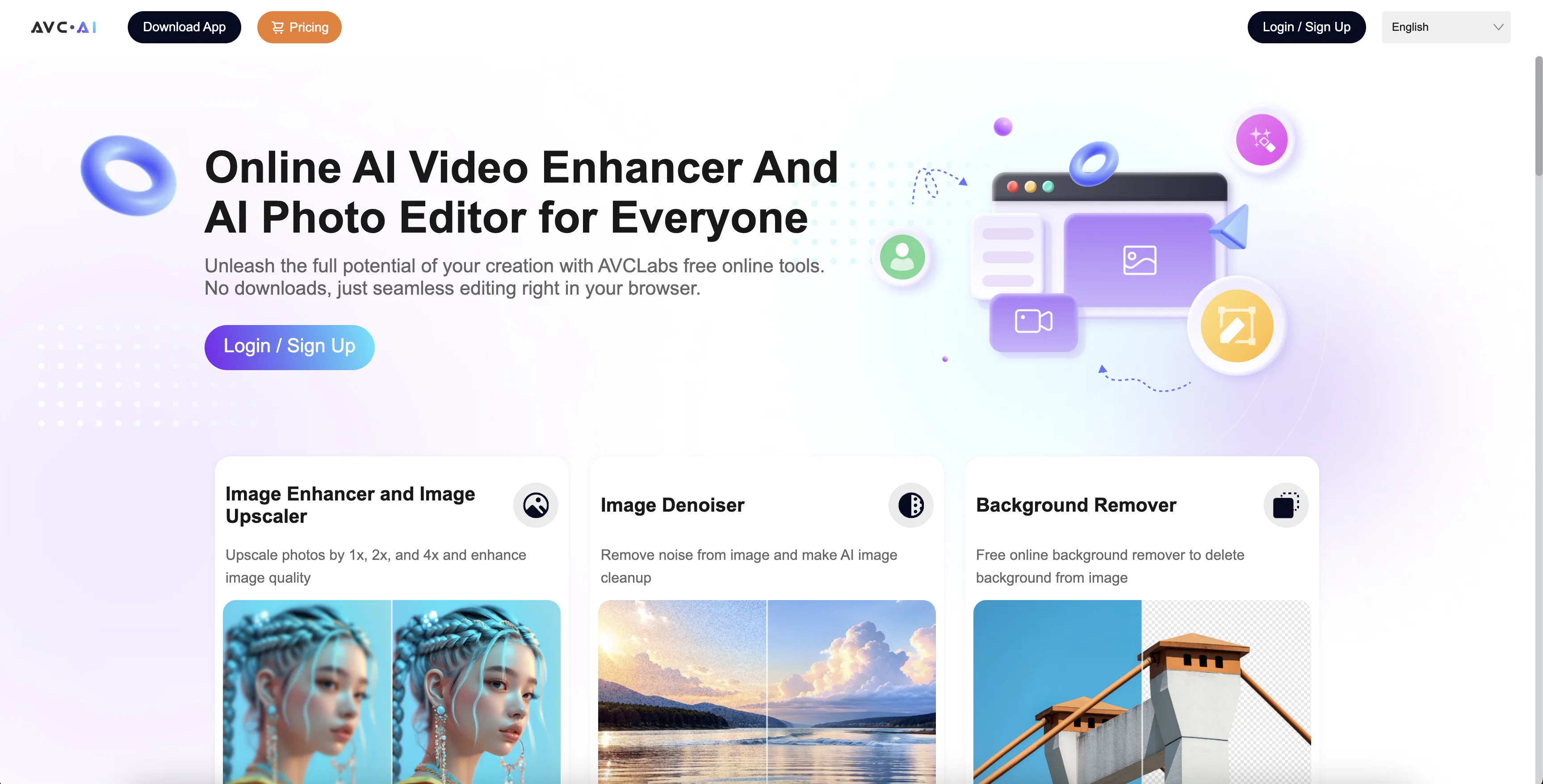 Online AI Image Enhancer website