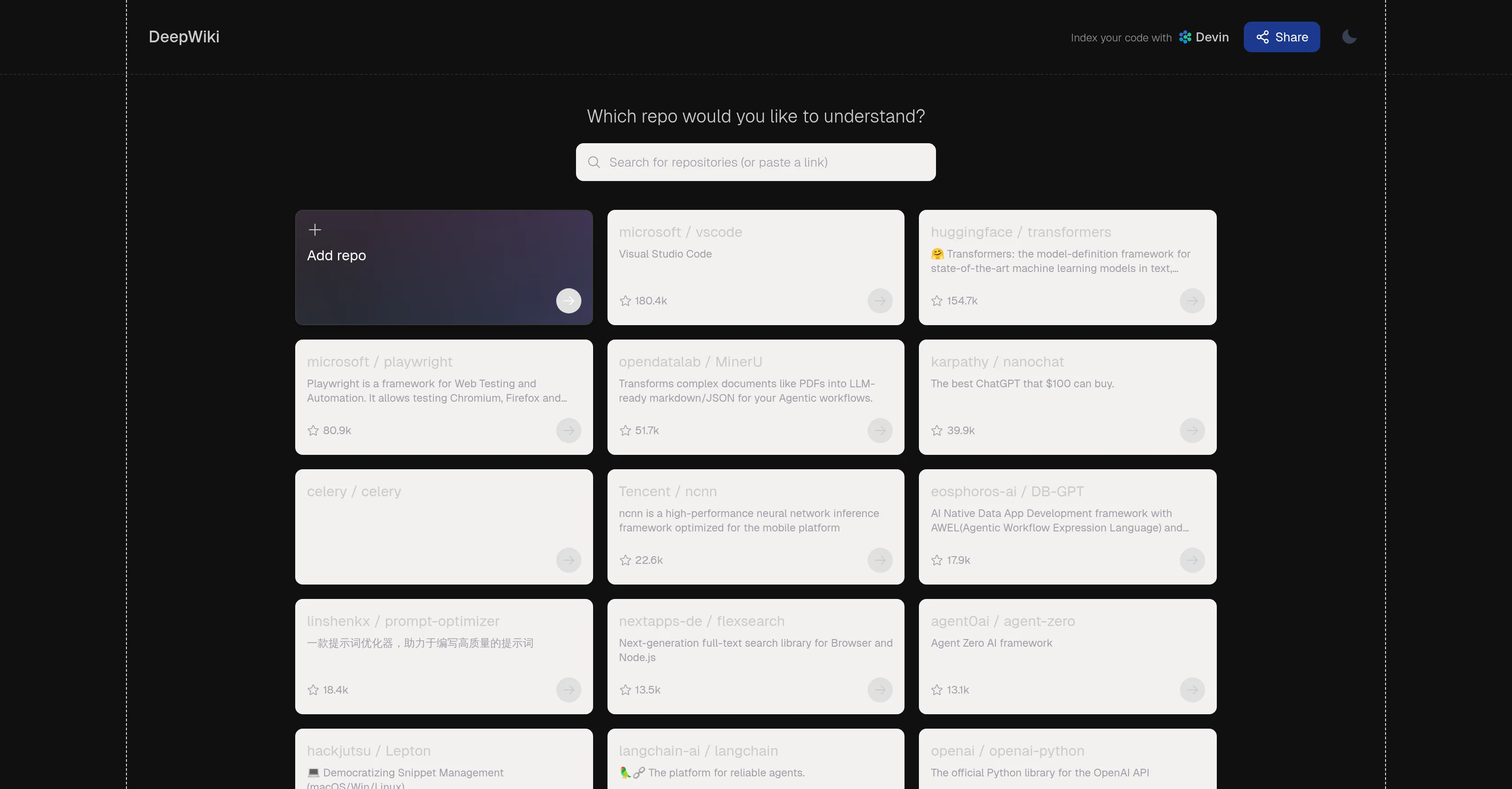 DeepWiki website