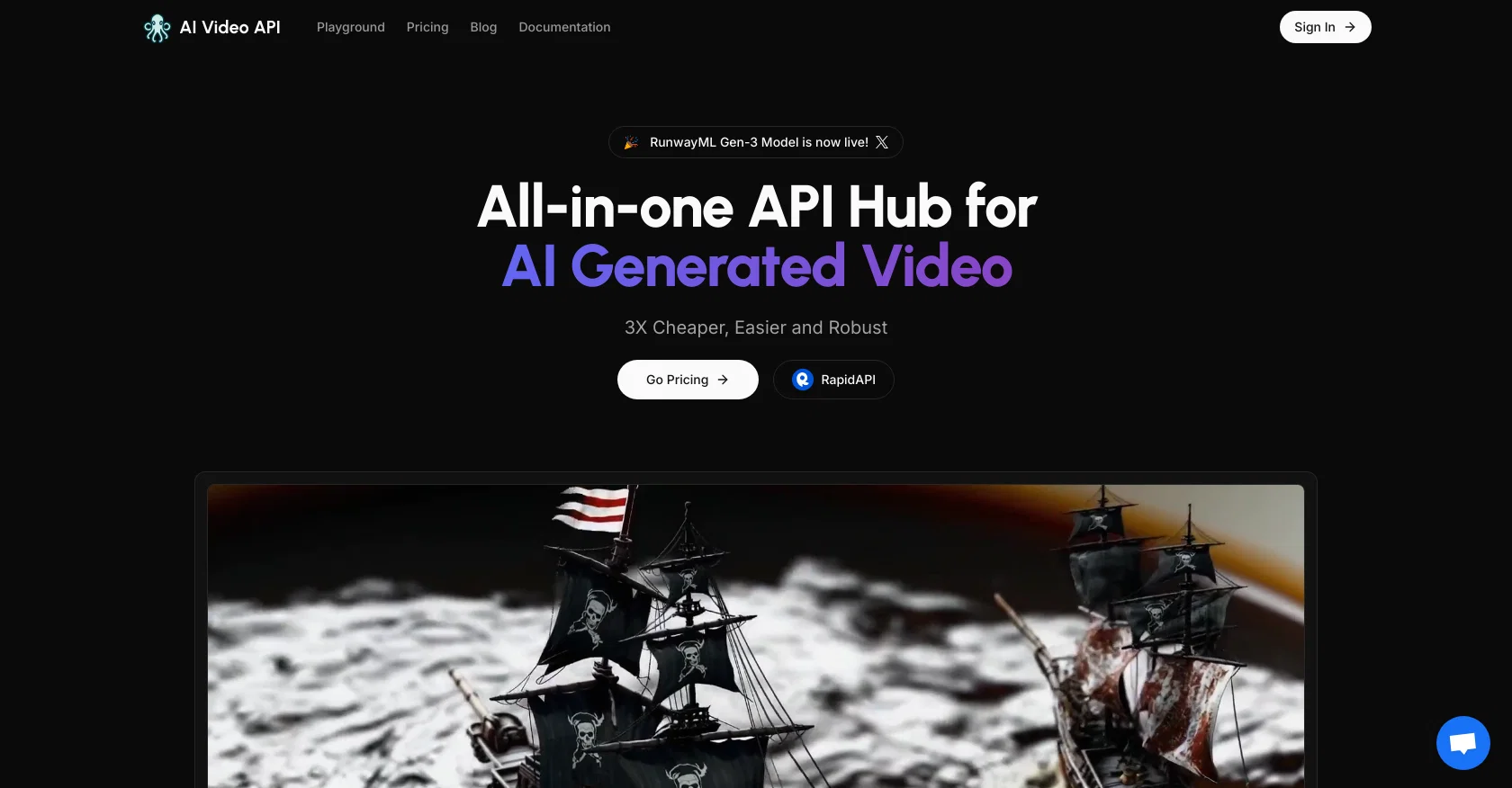AI Video API website