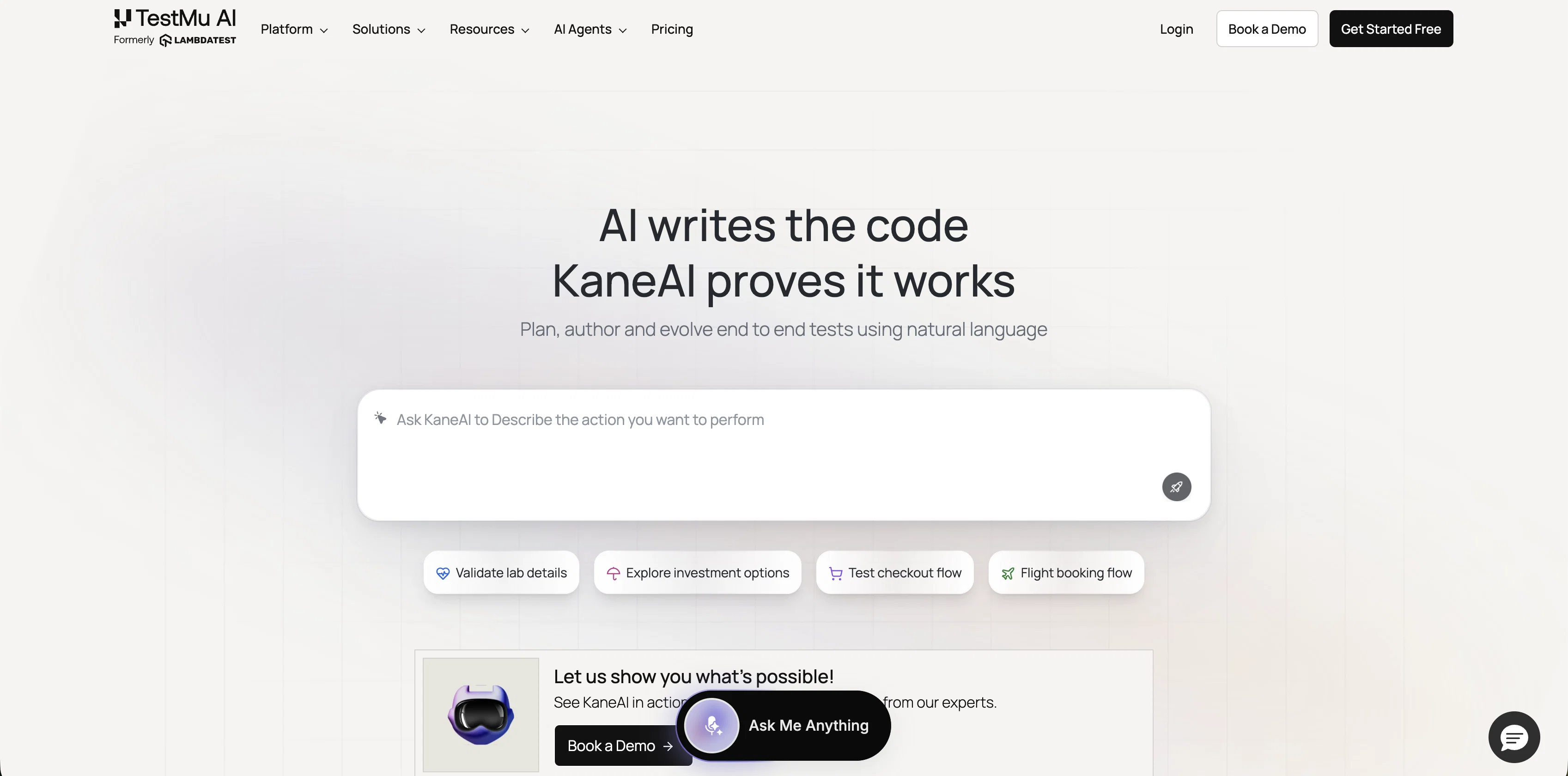 Kane AI website